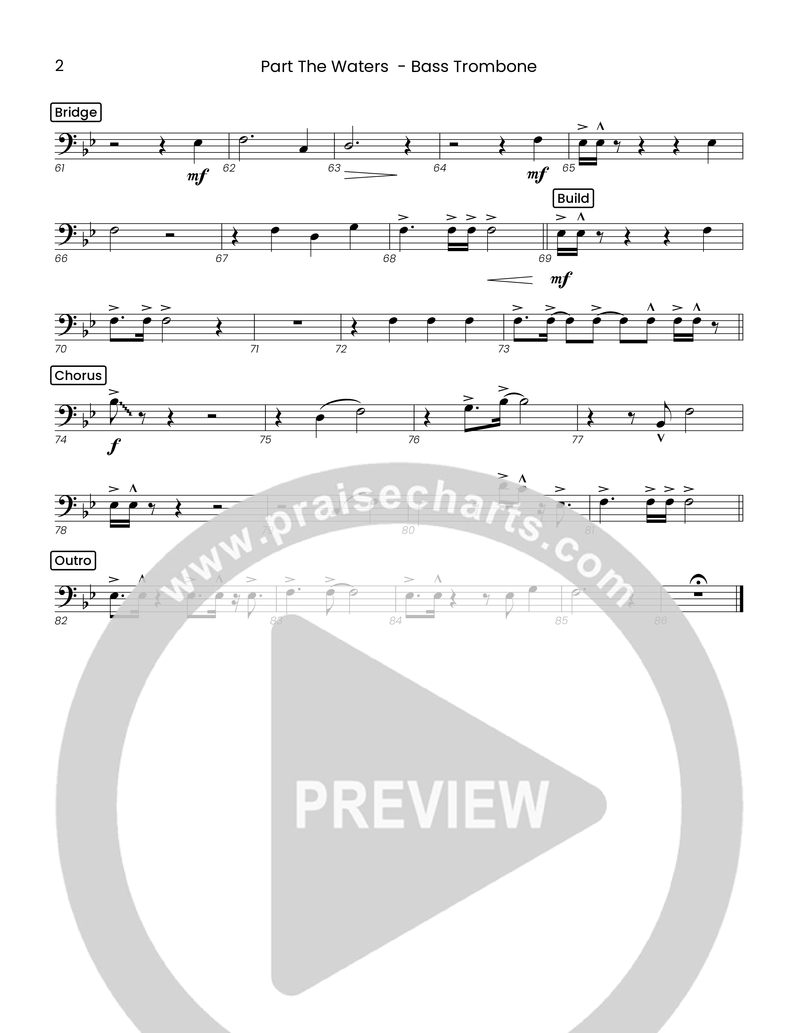 Part The Waters (Choral Anthem SATB) Bass Trombone (Houston's First Worship)