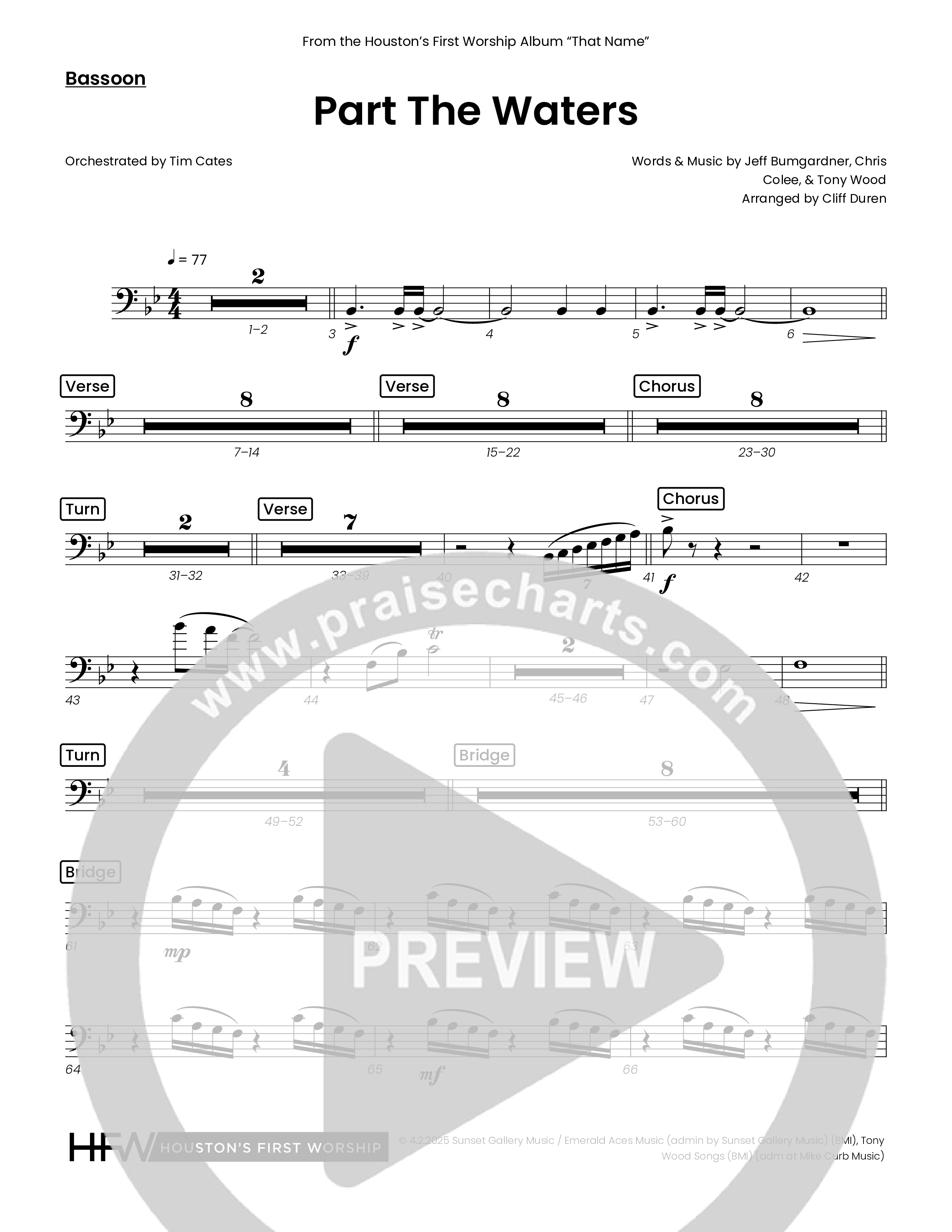 Part The Waters (Choral Anthem SATB) Bassoon (Houston's First Worship)