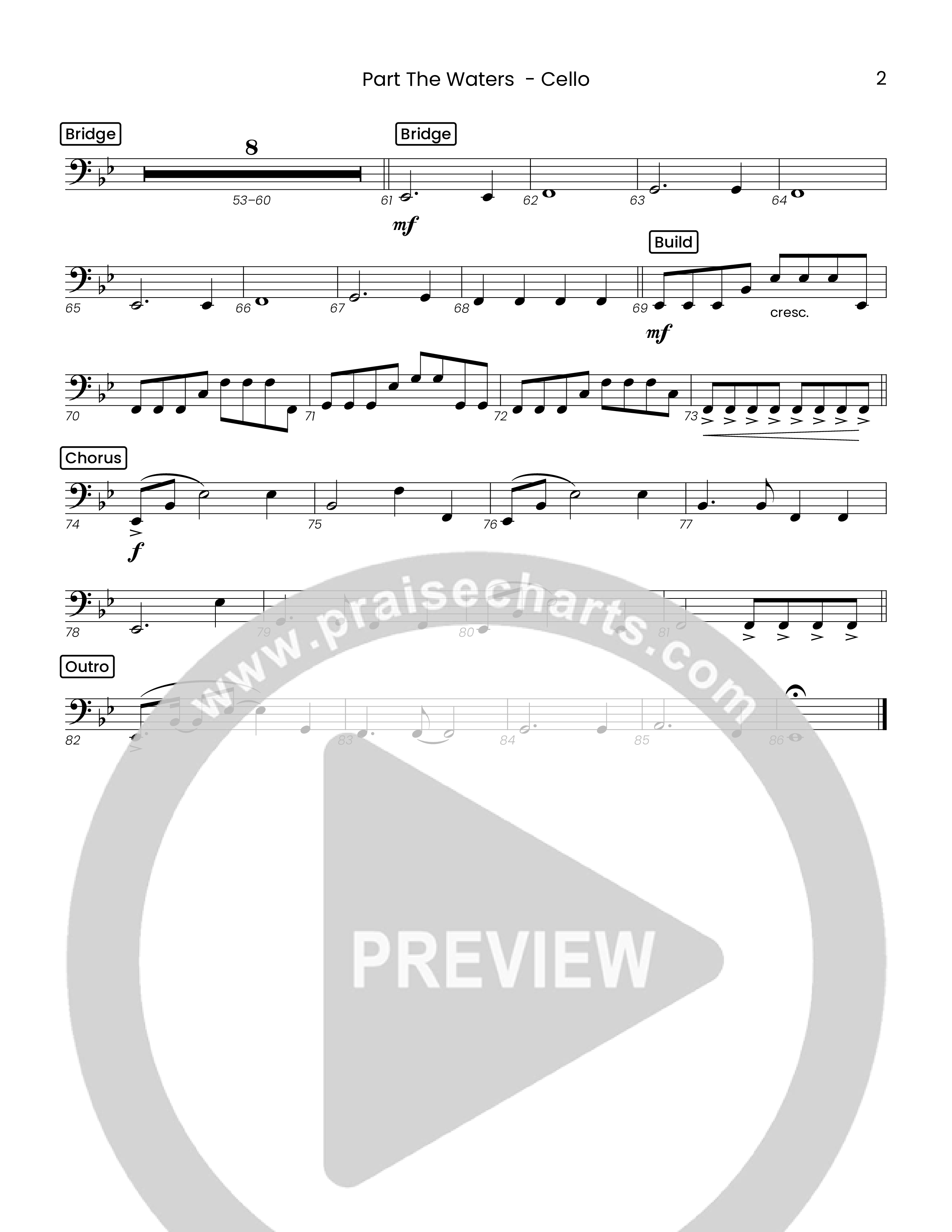 Part The Waters (Choral Anthem SATB) Cello (Houston's First Worship)
