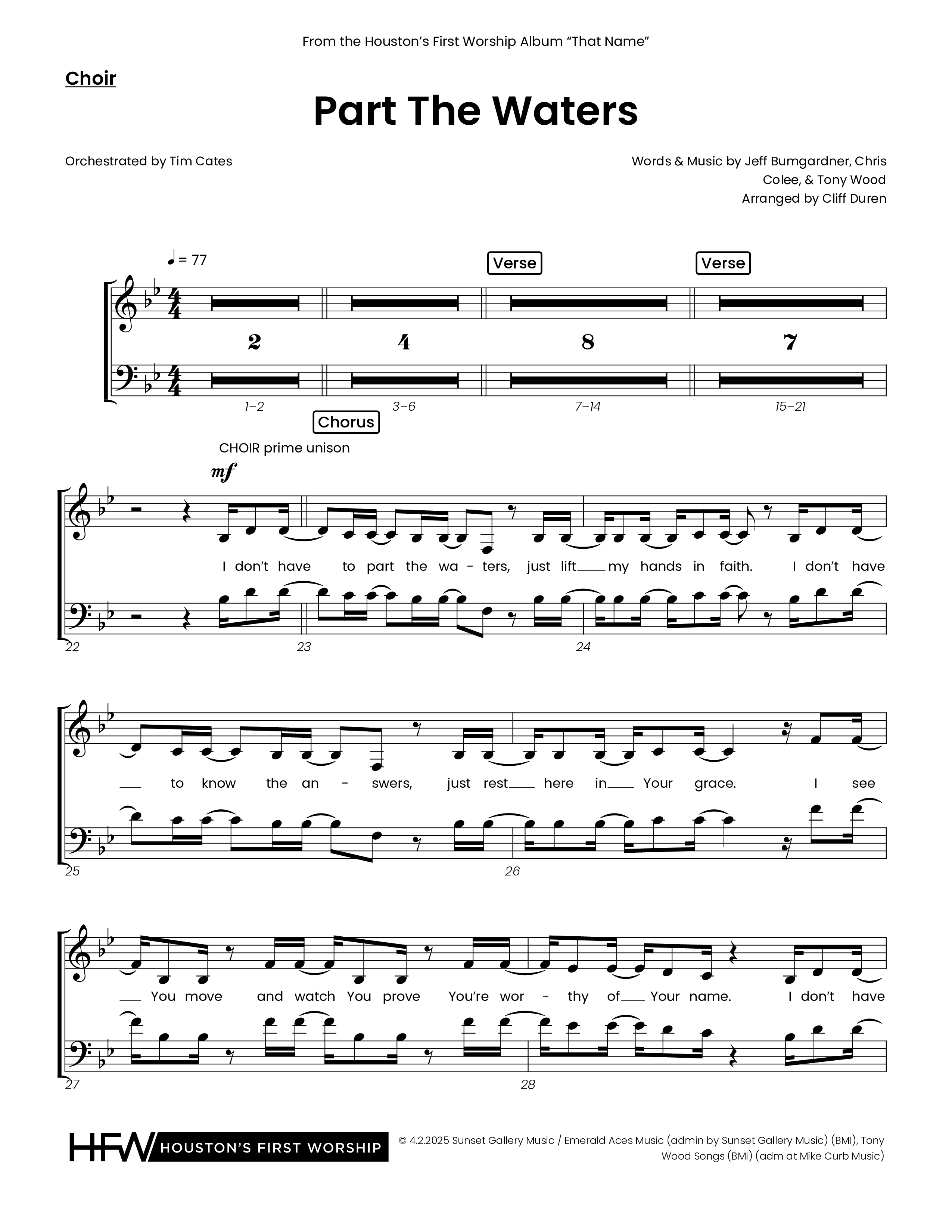 Part The Waters (Choral Anthem SATB) Choir Sheet (Houston's First Worship)