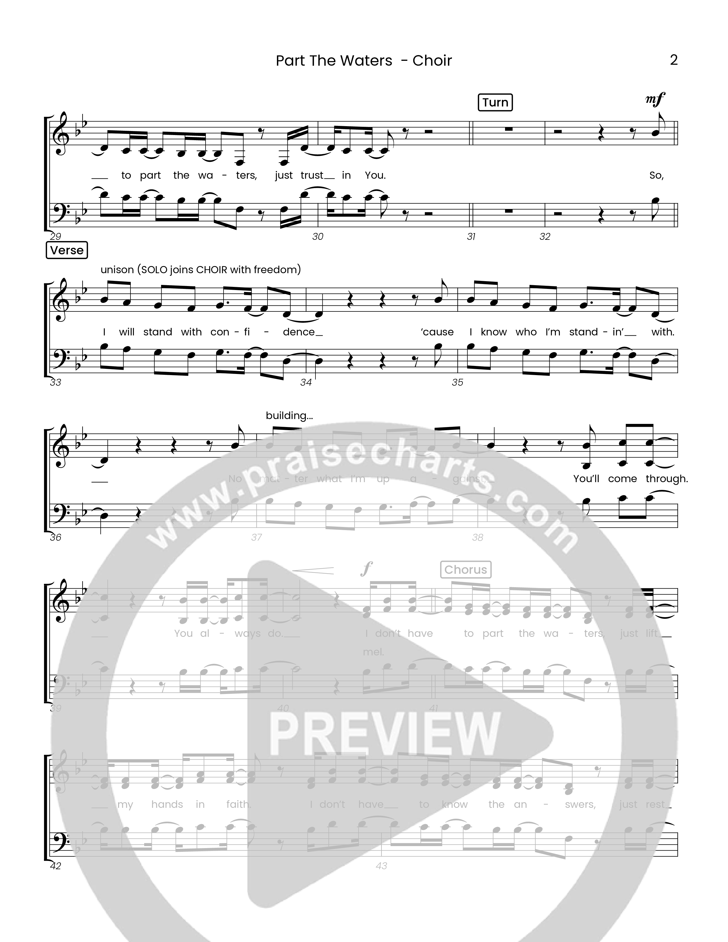 Part The Waters (Choral Anthem SATB) Choir Sheet (Houston's First Worship)