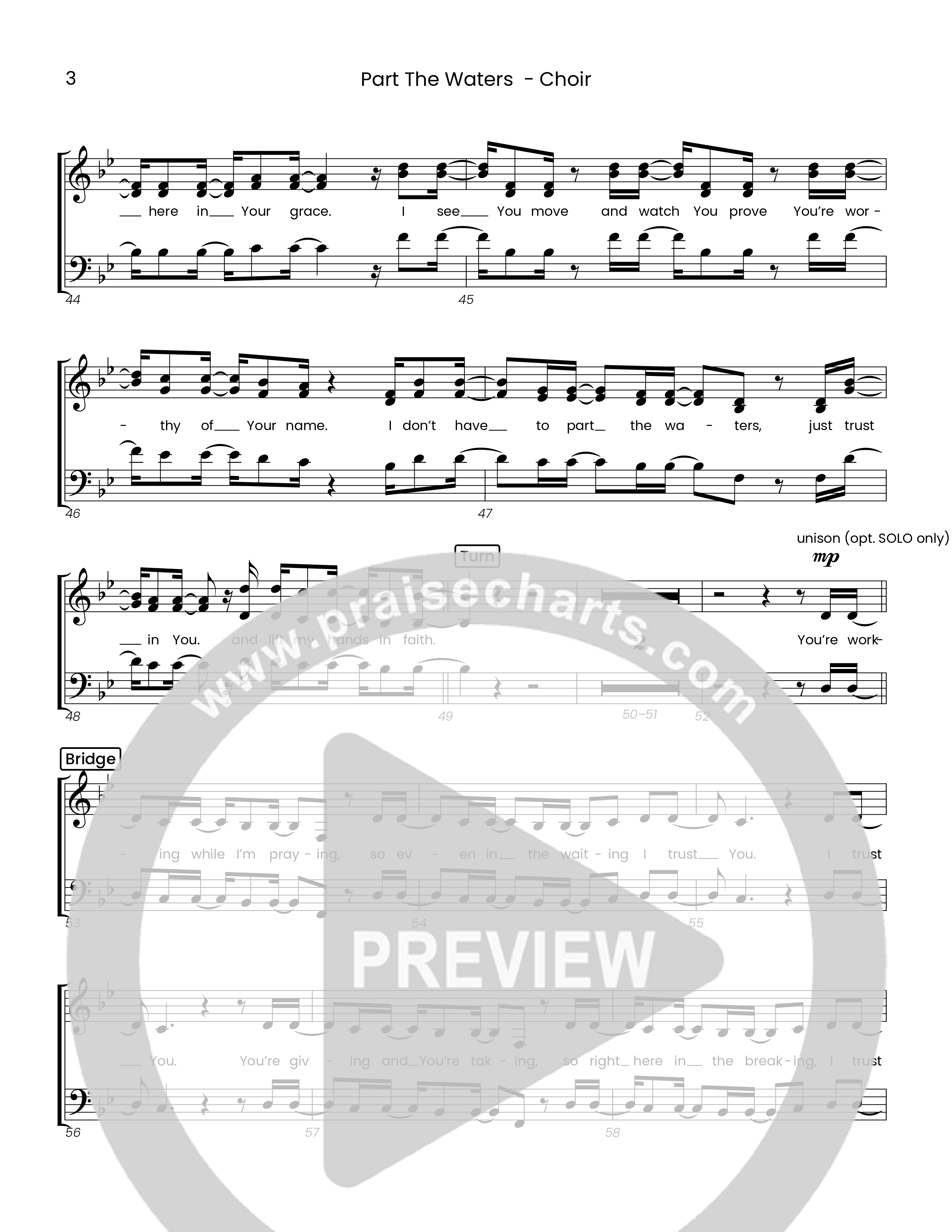 Part The Waters (Choral Anthem SATB) Choir Sheet (Houston's First Worship)