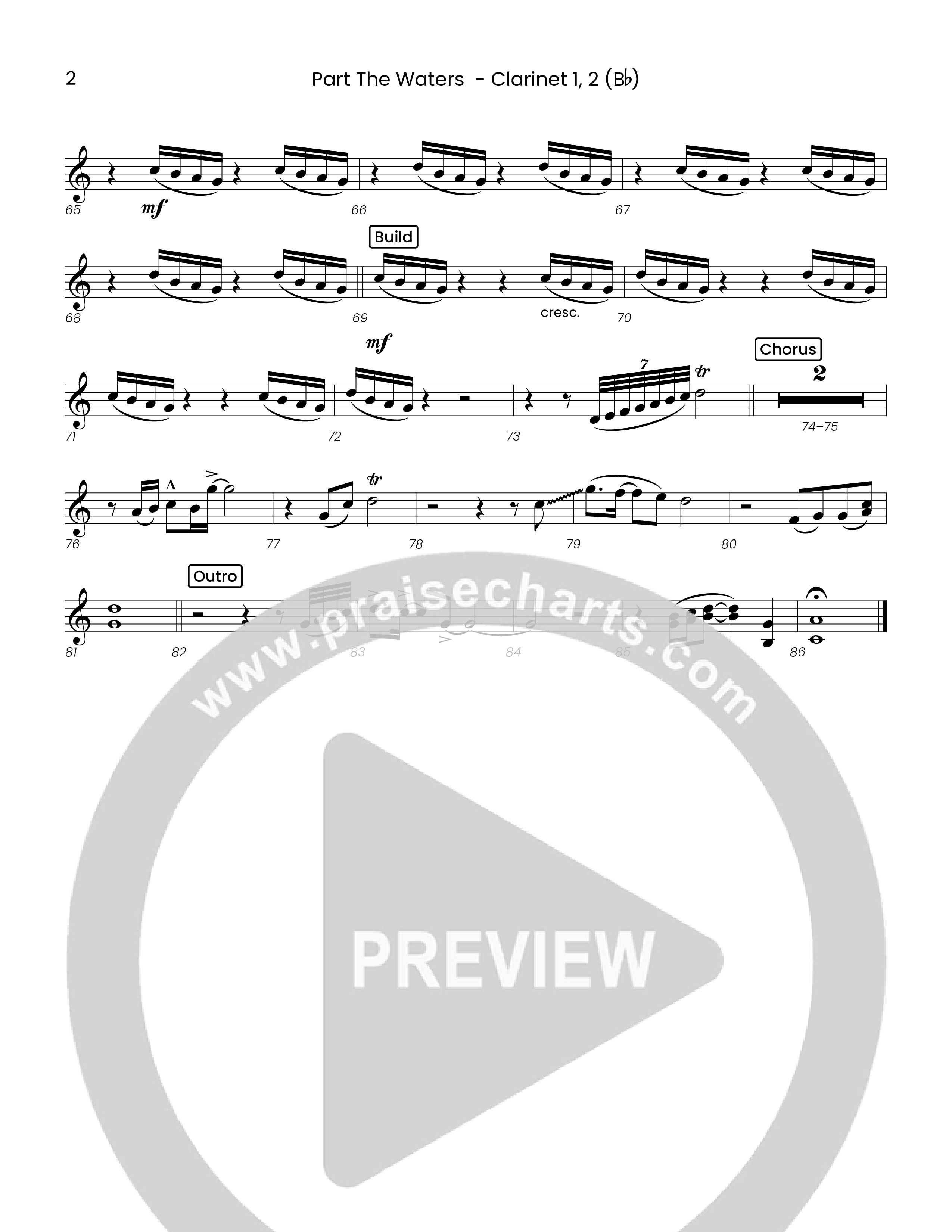 Part The Waters (Choral Anthem SATB) Clarinet 1/2 (Houston's First Worship)