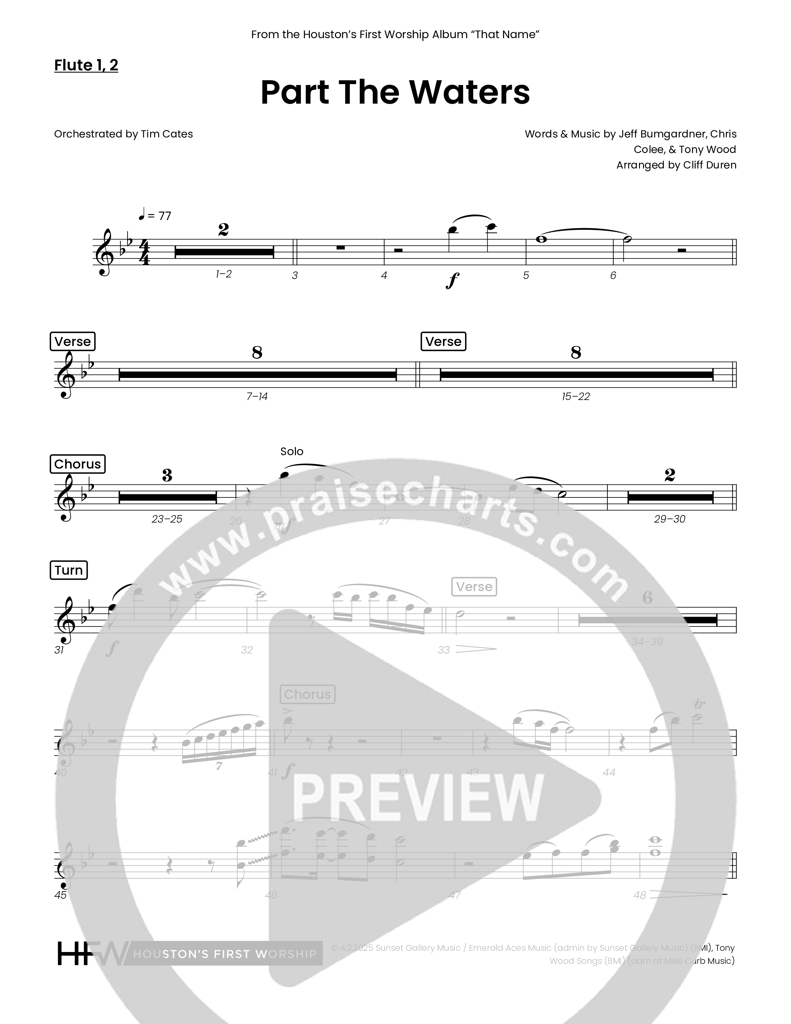 Part The Waters (Choral Anthem SATB) Flute 1/2 (Houston's First Worship)