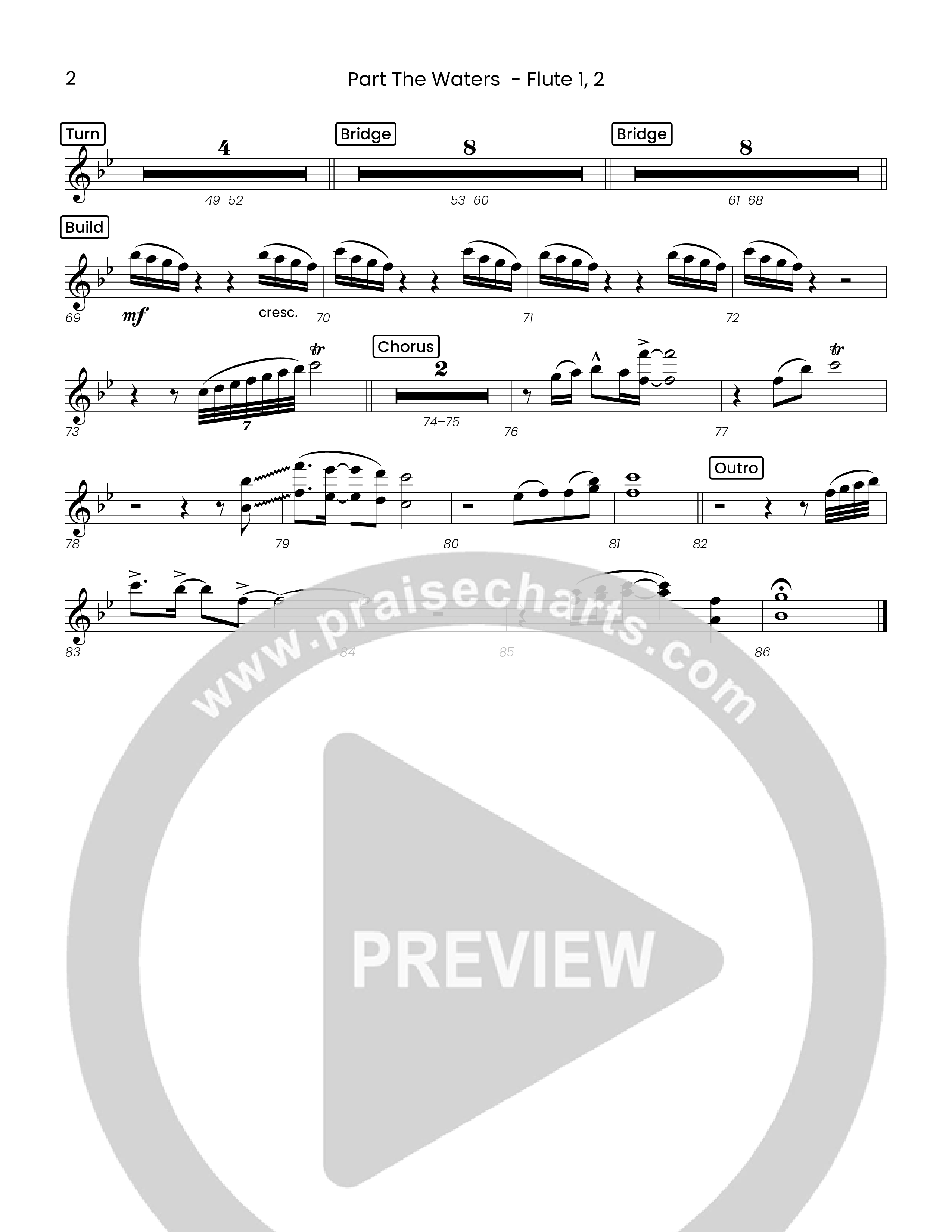 Part The Waters (Choral Anthem SATB) Flute 1/2 (Houston's First Worship)