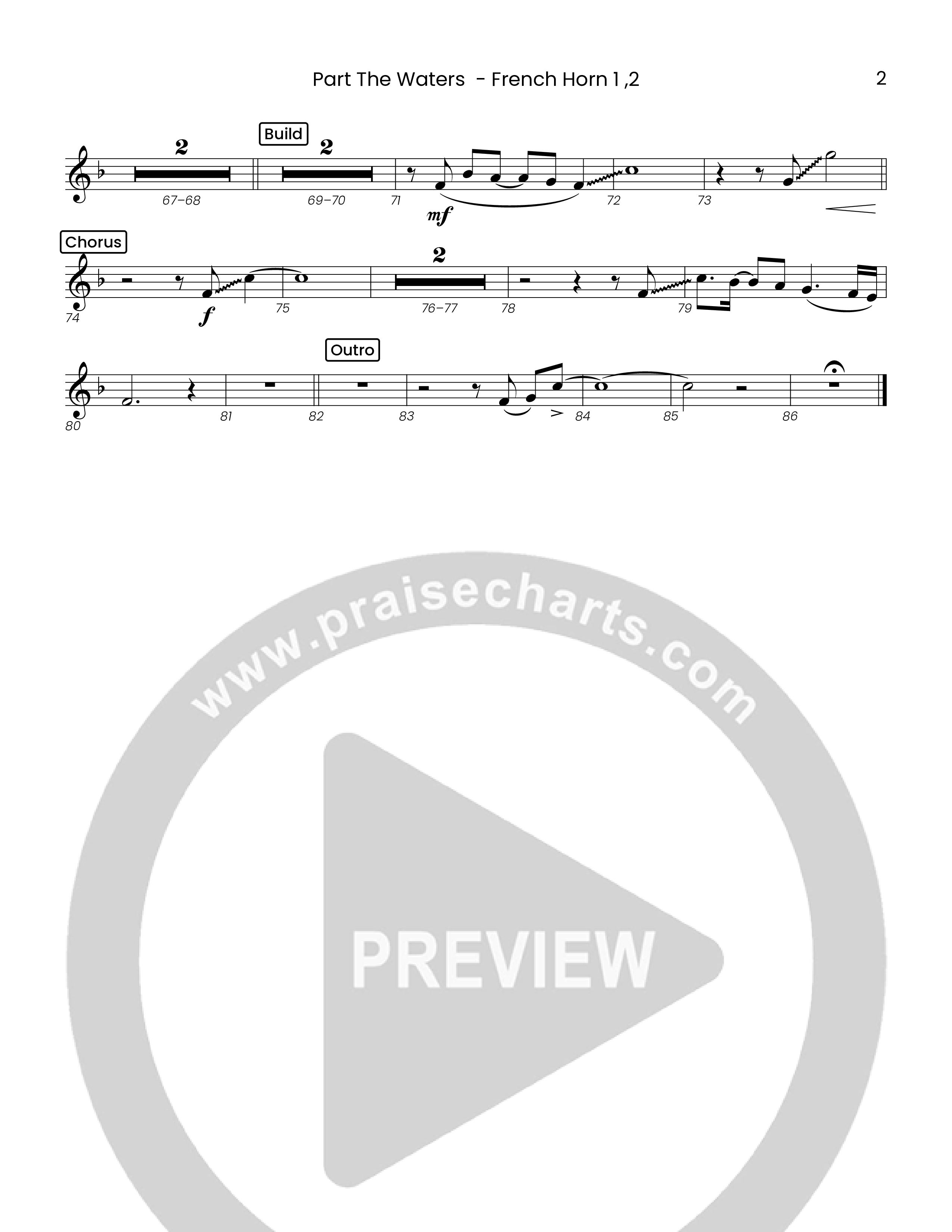 Part The Waters (Choral Anthem SATB) French Horn 1/2 (Houston's First Worship)