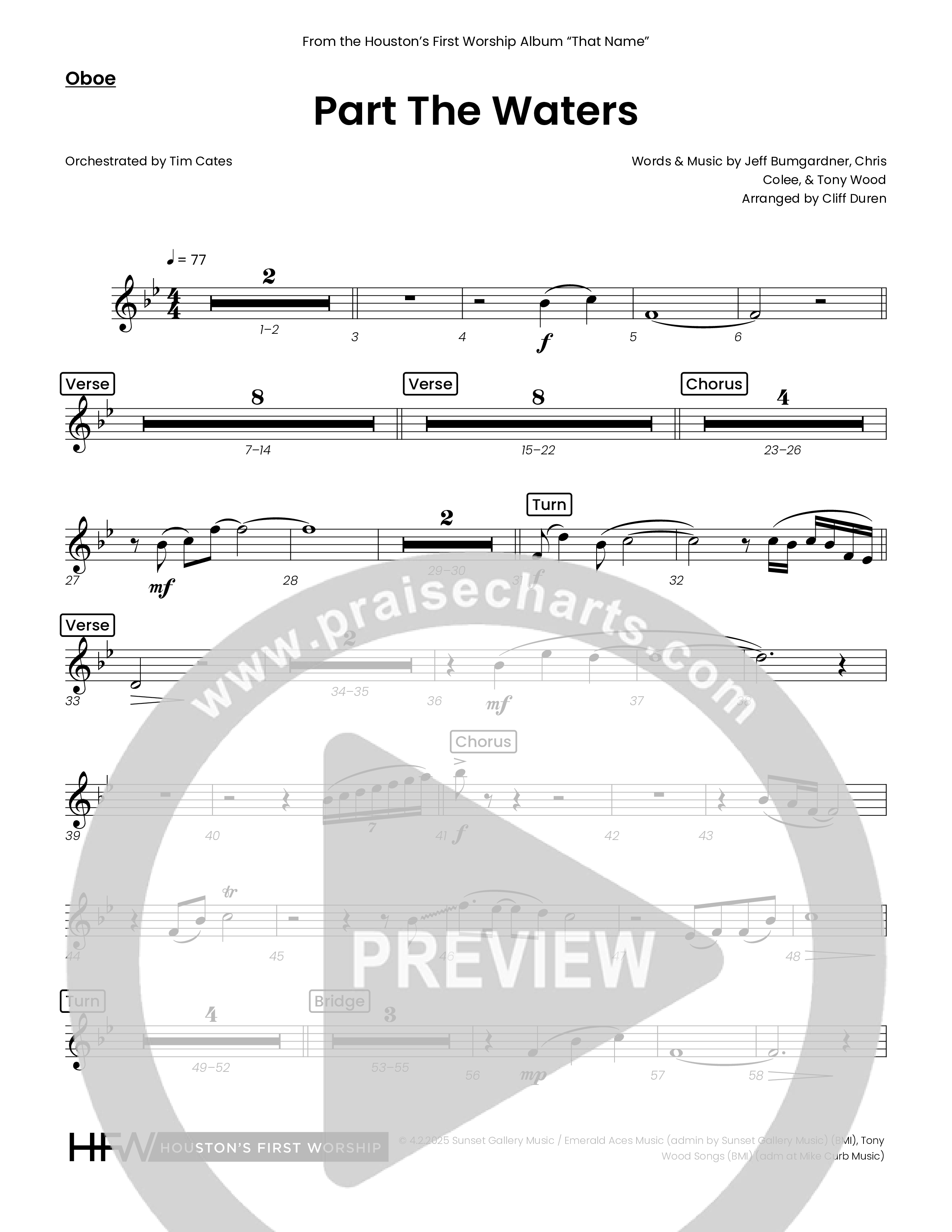 Part The Waters (Choral Anthem SATB) Oboe (Houston's First Worship)