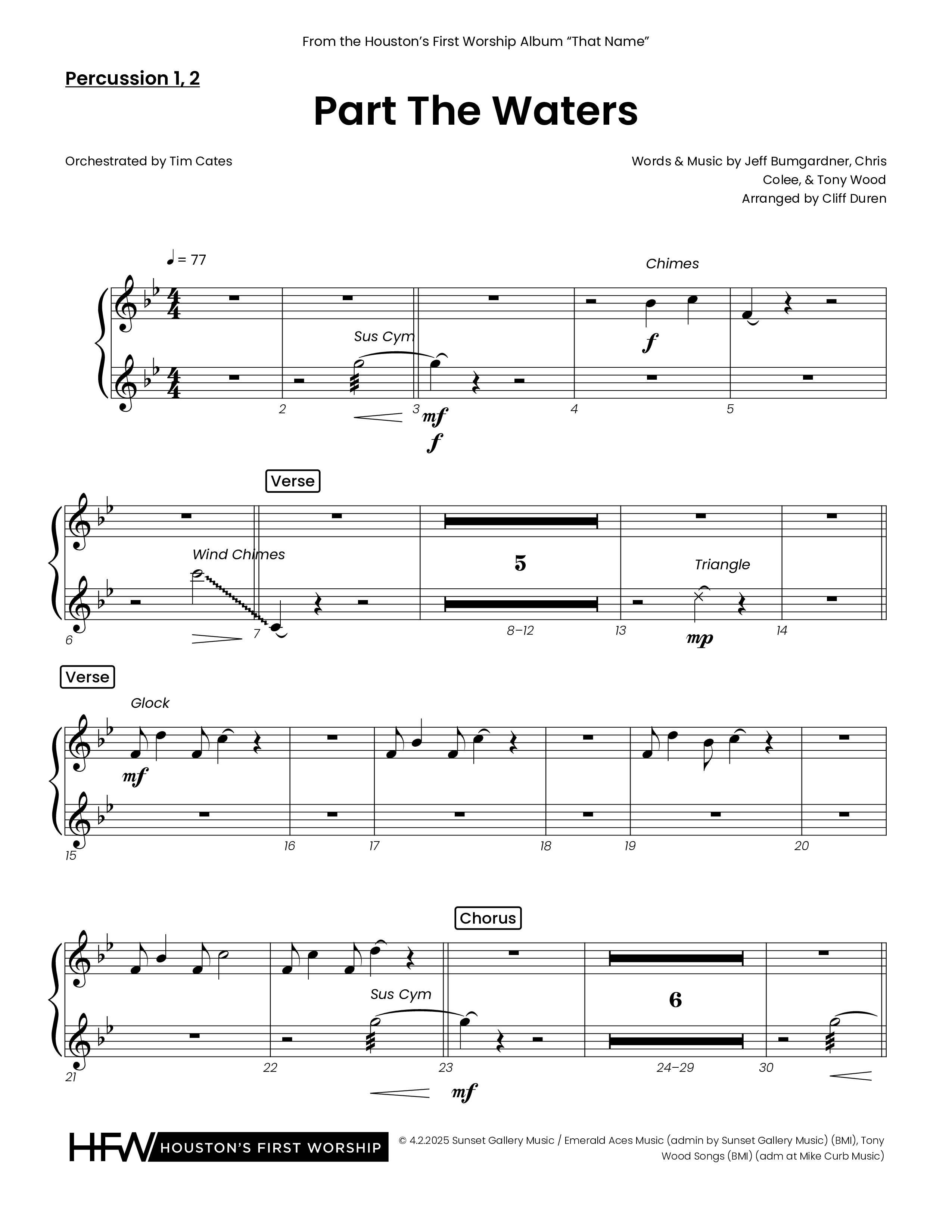 Part The Waters (Choral Anthem SATB) Percussion (Houston's First Worship)