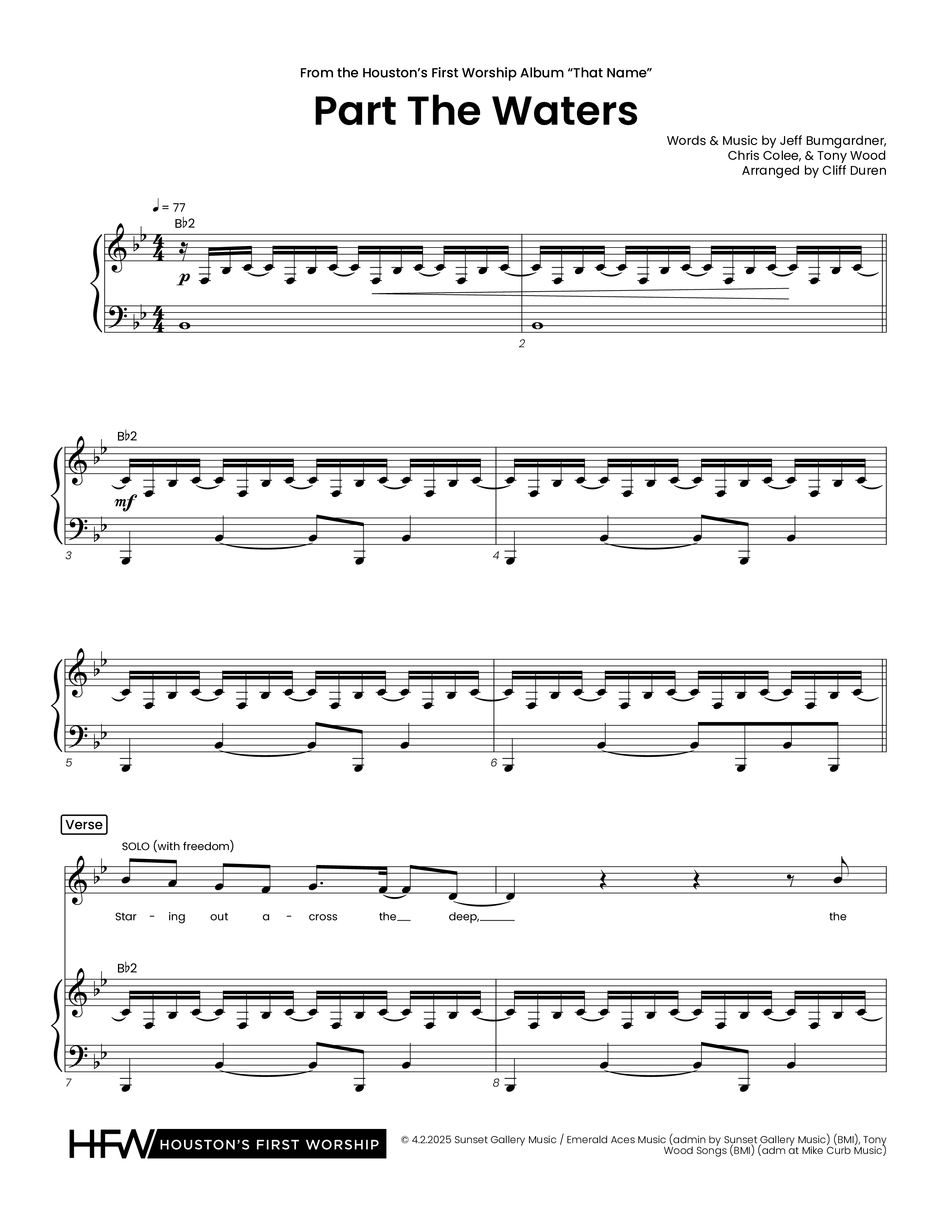 Part The Waters (Choral Anthem SATB) Piano/Vocal (SATB) (Houston's First Worship)