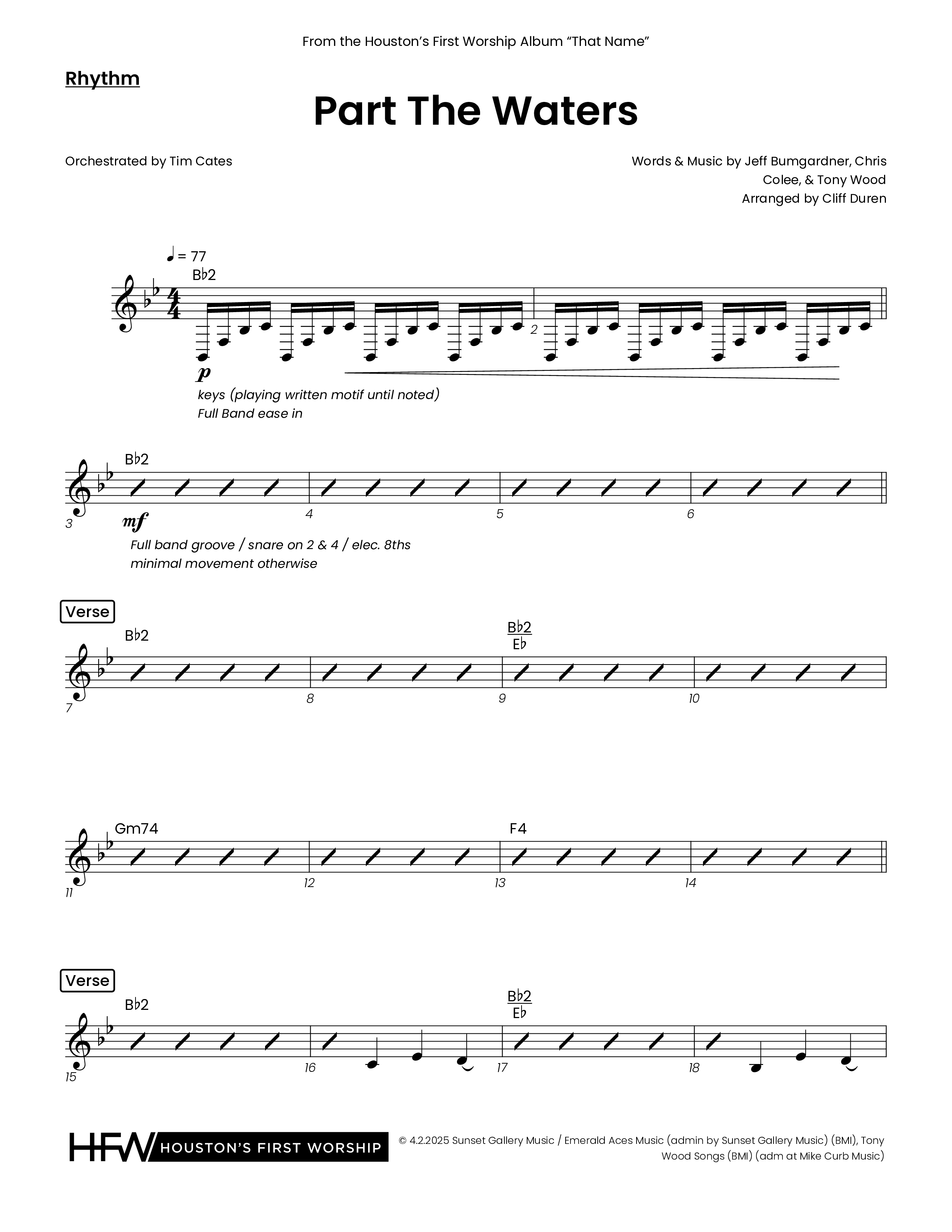 Part The Waters (Choral Anthem SATB) Rhythm Chart (Houston's First Worship)