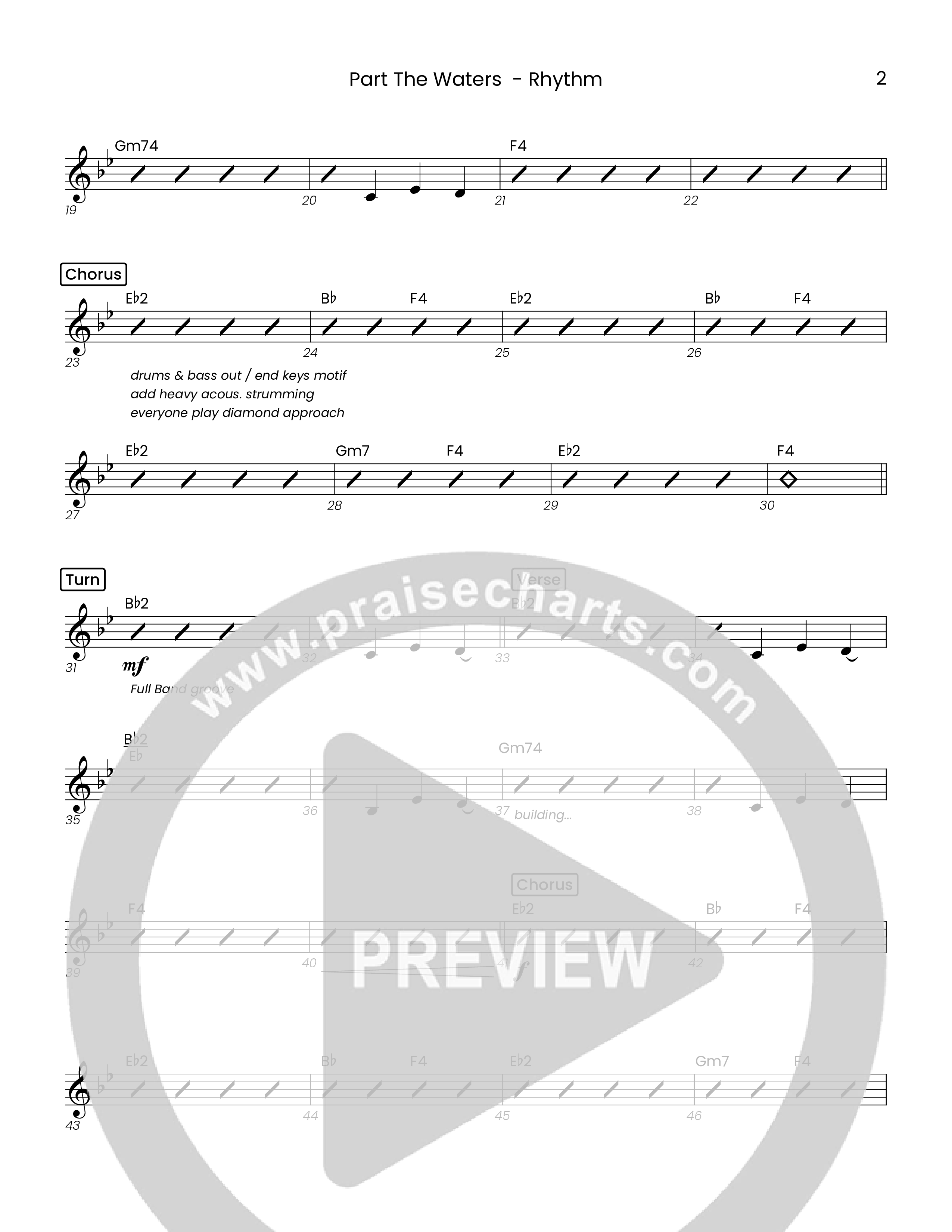 Part The Waters (Choral Anthem SATB) Rhythm Chart (Houston's First Worship)