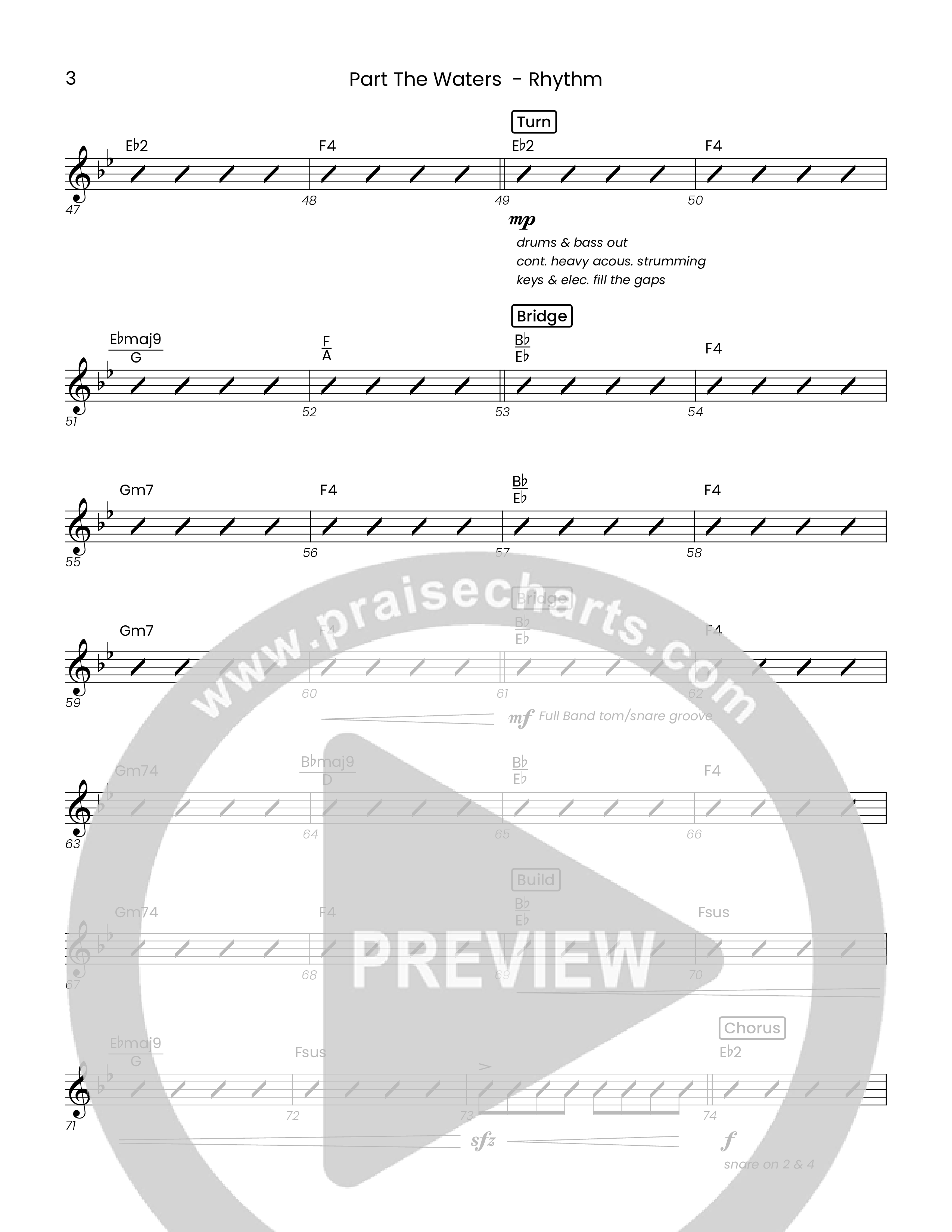 Part The Waters (Choral Anthem SATB) Rhythm Chart (Houston's First Worship)