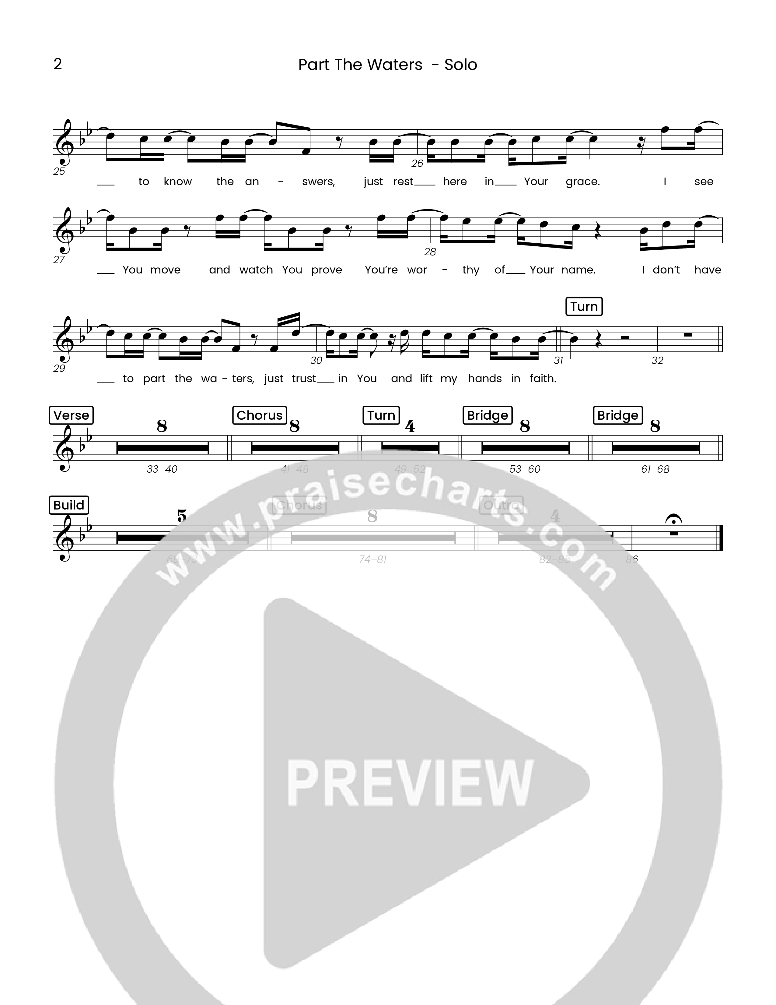 Part The Waters (Choral Anthem SATB) Solo Line (Houston's First Worship)