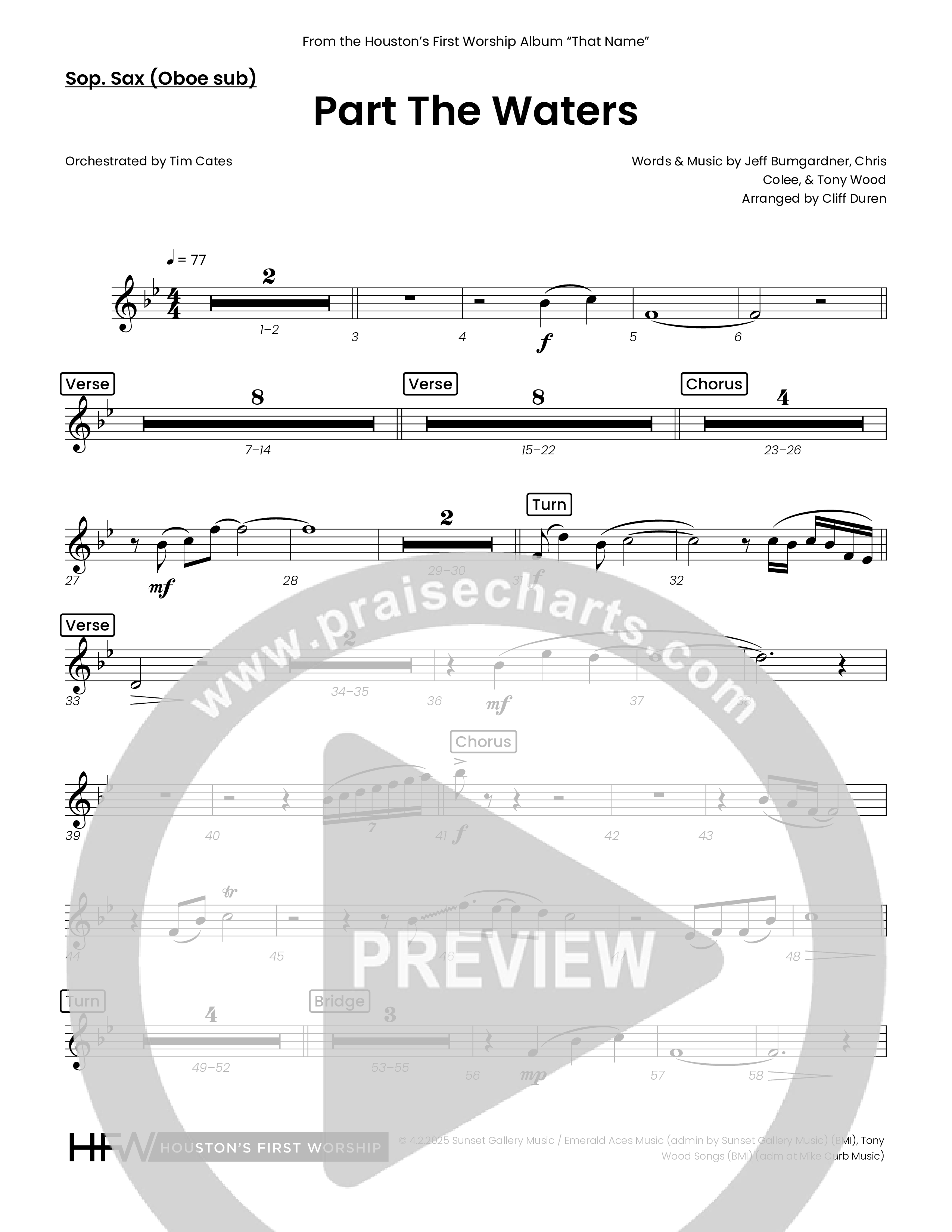 Part The Waters (Choral Anthem SATB) Soprano Sax (Houston's First Worship)