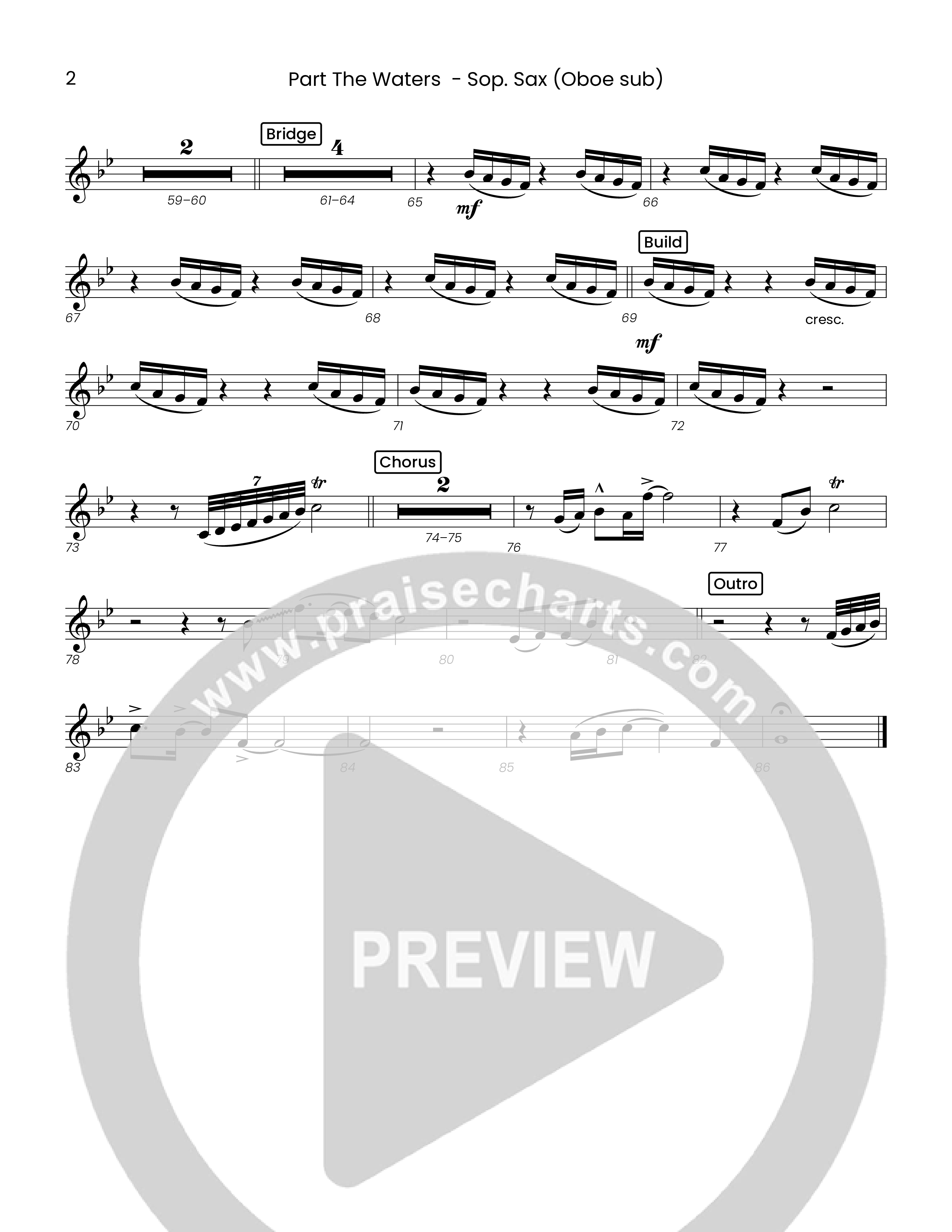 Part The Waters (Choral Anthem SATB) Soprano Sax (Houston's First Worship)