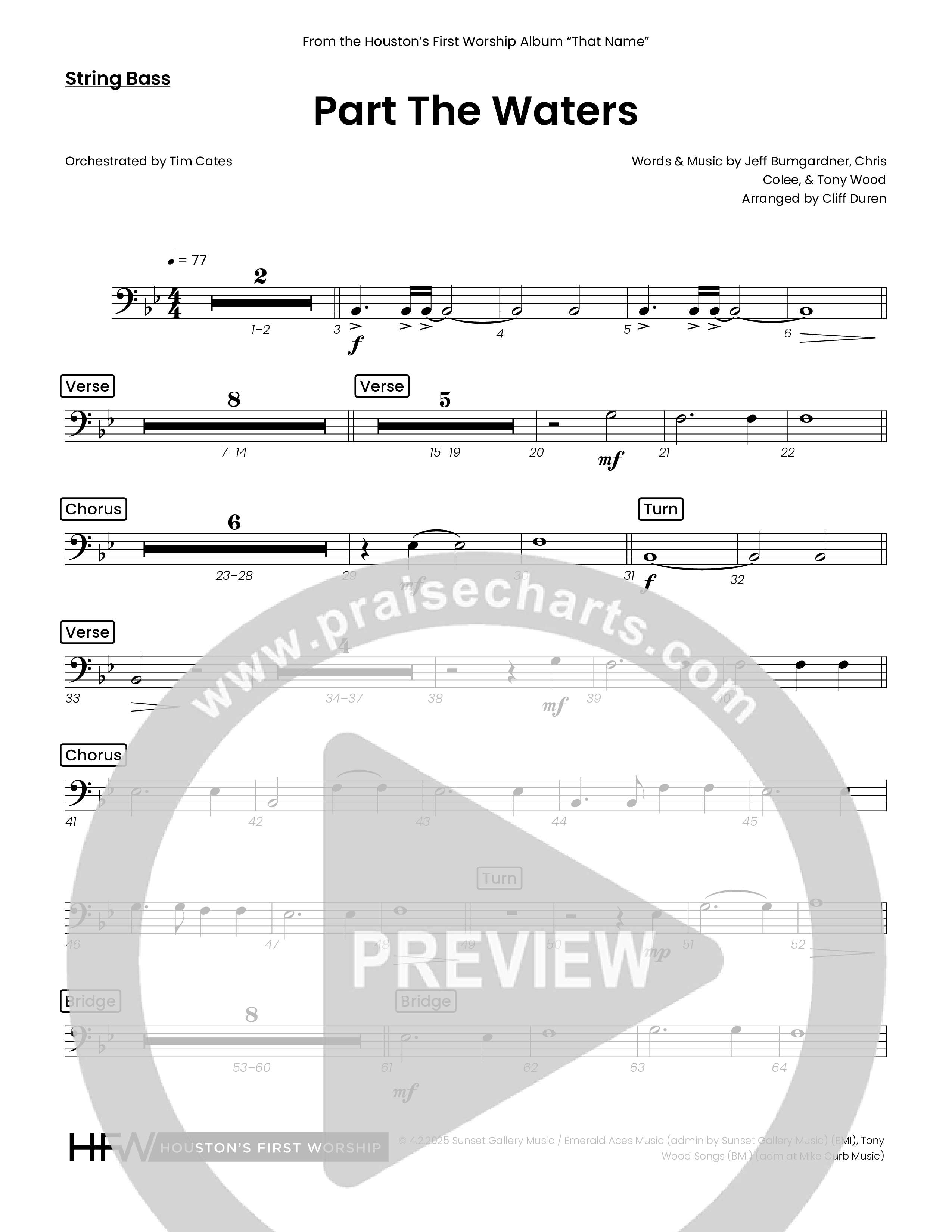 Part The Waters (Choral Anthem SATB) String Bass (Houston's First Worship)