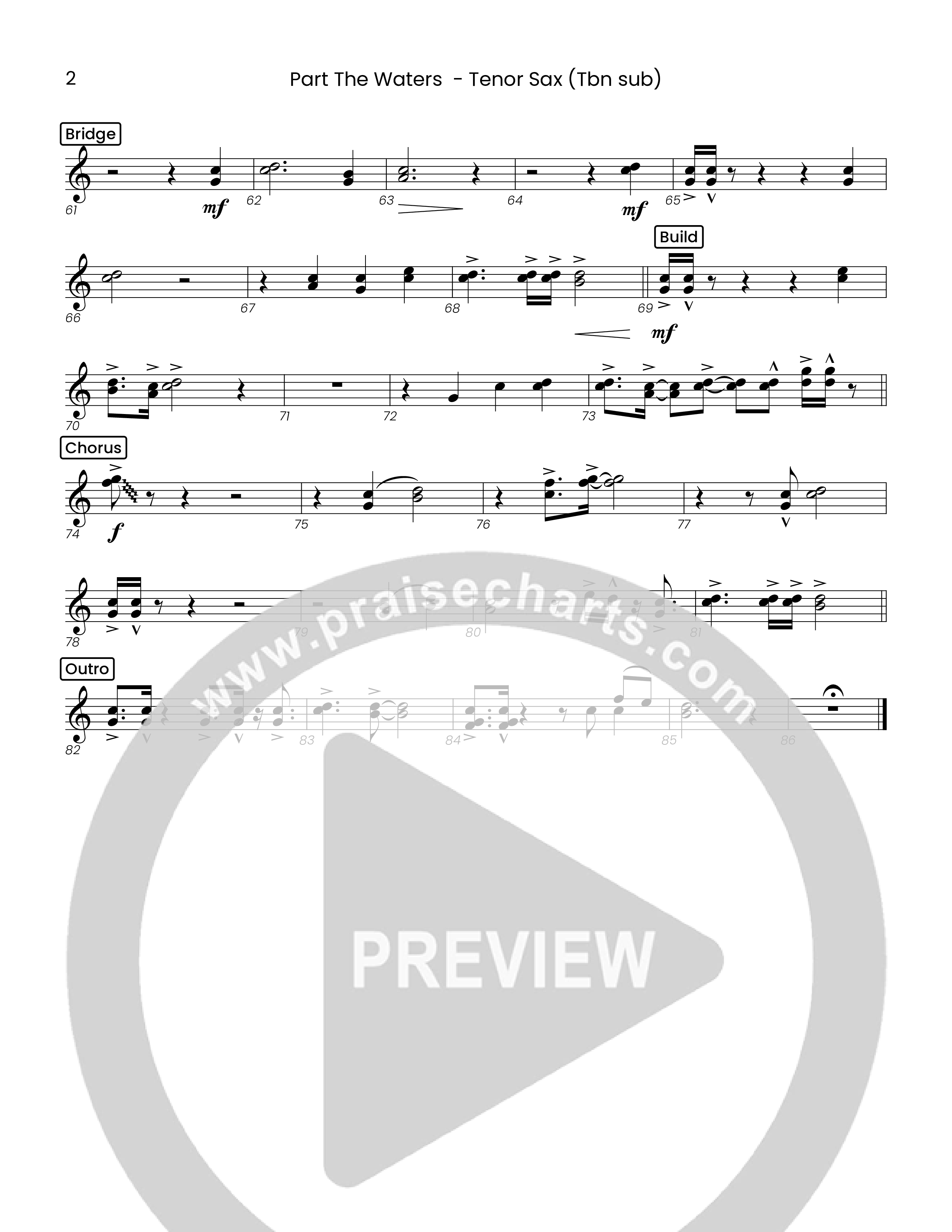 Part The Waters (Choral Anthem SATB) Tenor Sax/Baritone T.C. (Houston's First Worship)