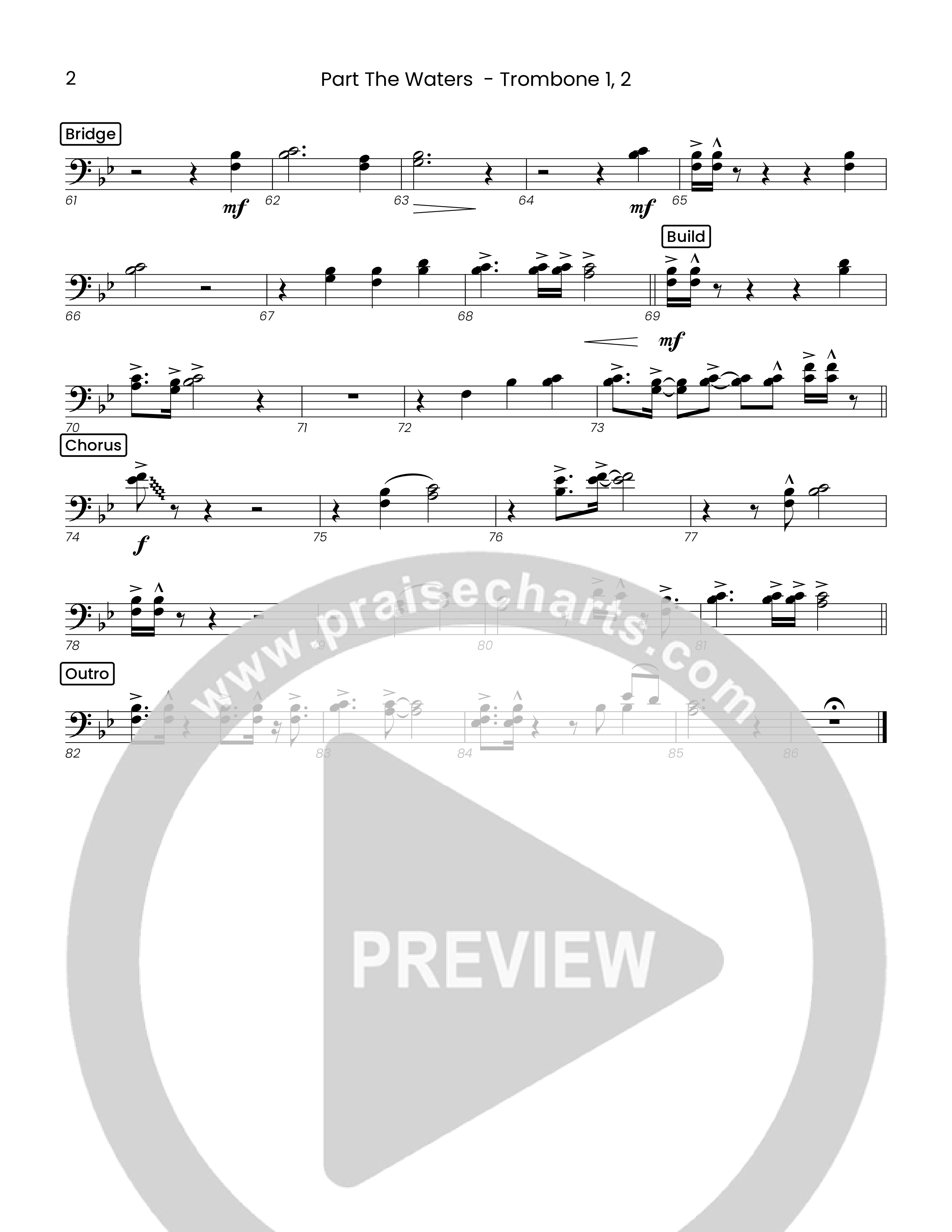 Part The Waters (Choral Anthem SATB) Trombone 1/2 (Houston's First Worship)