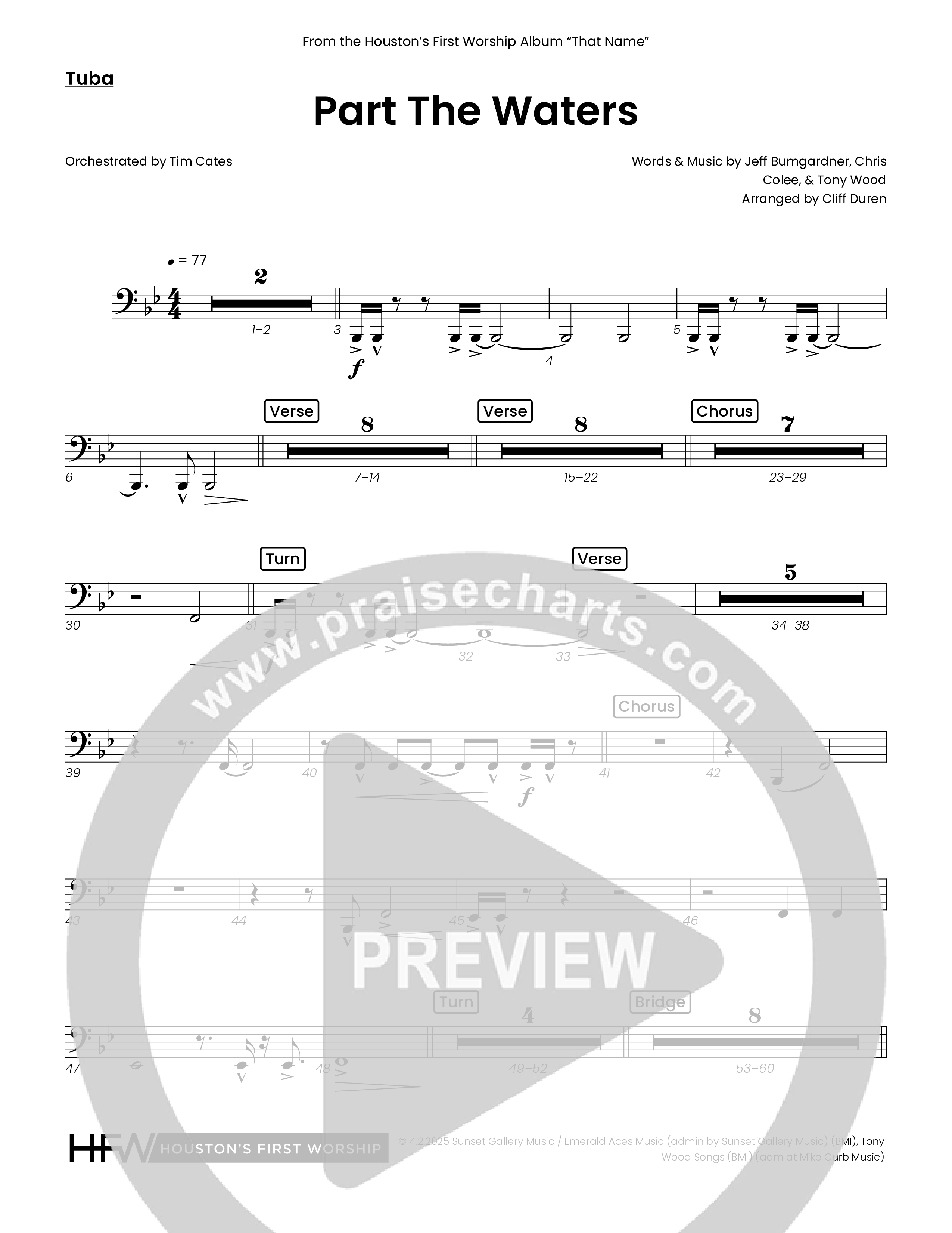 Part The Waters (Choral Anthem SATB) Tuba (Houston's First Worship)
