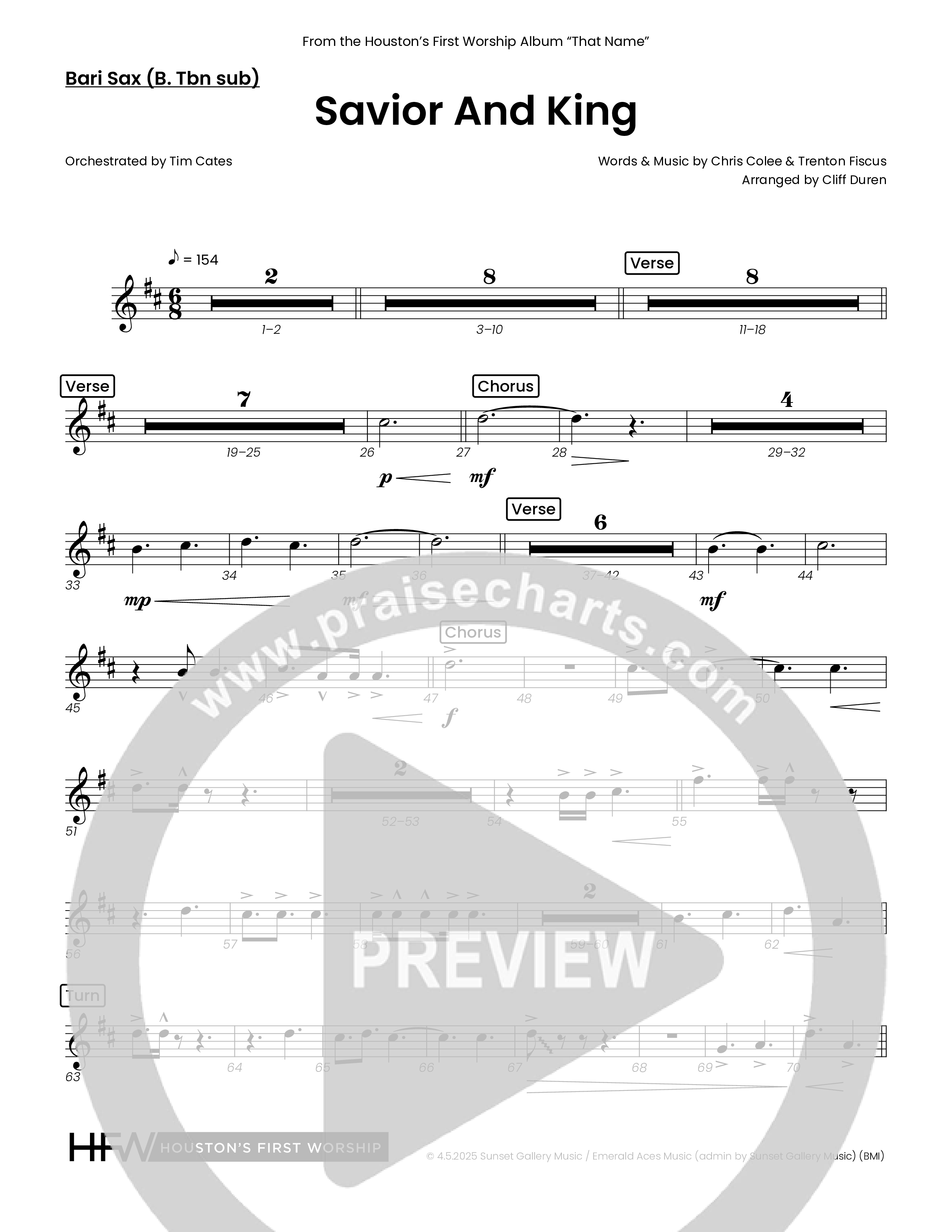 Savior And King (Choral Anthem SATB) Bari Sax (Houston's First Worship)