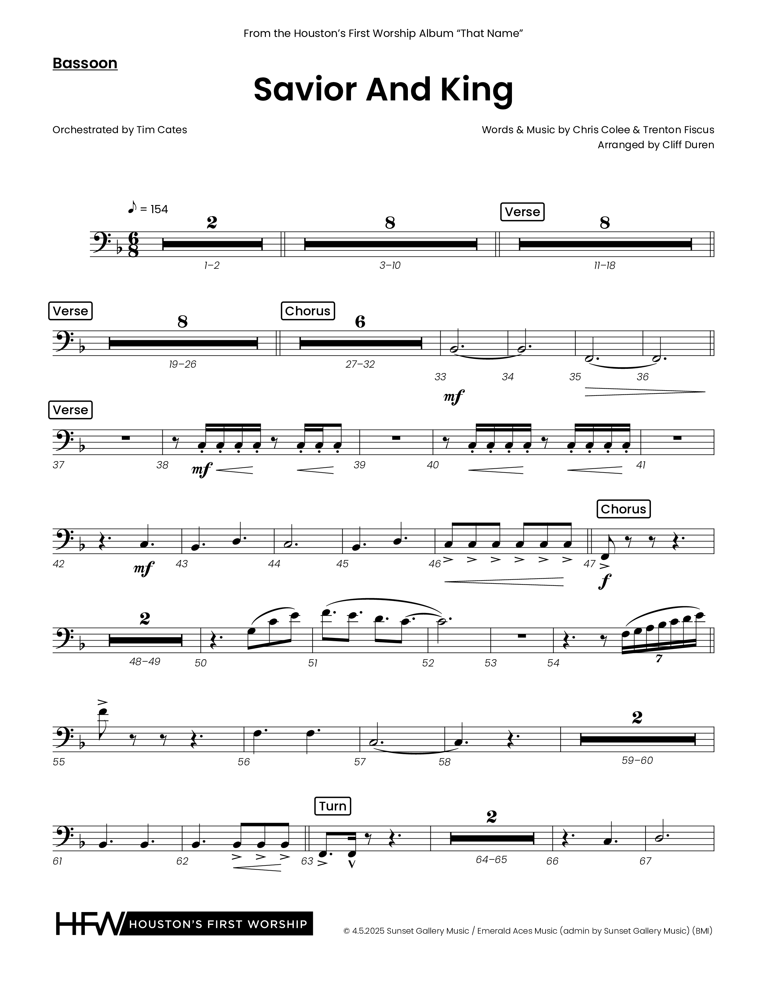 Savior And King (Choral Anthem SATB) Bassoon (Houston's First Worship)