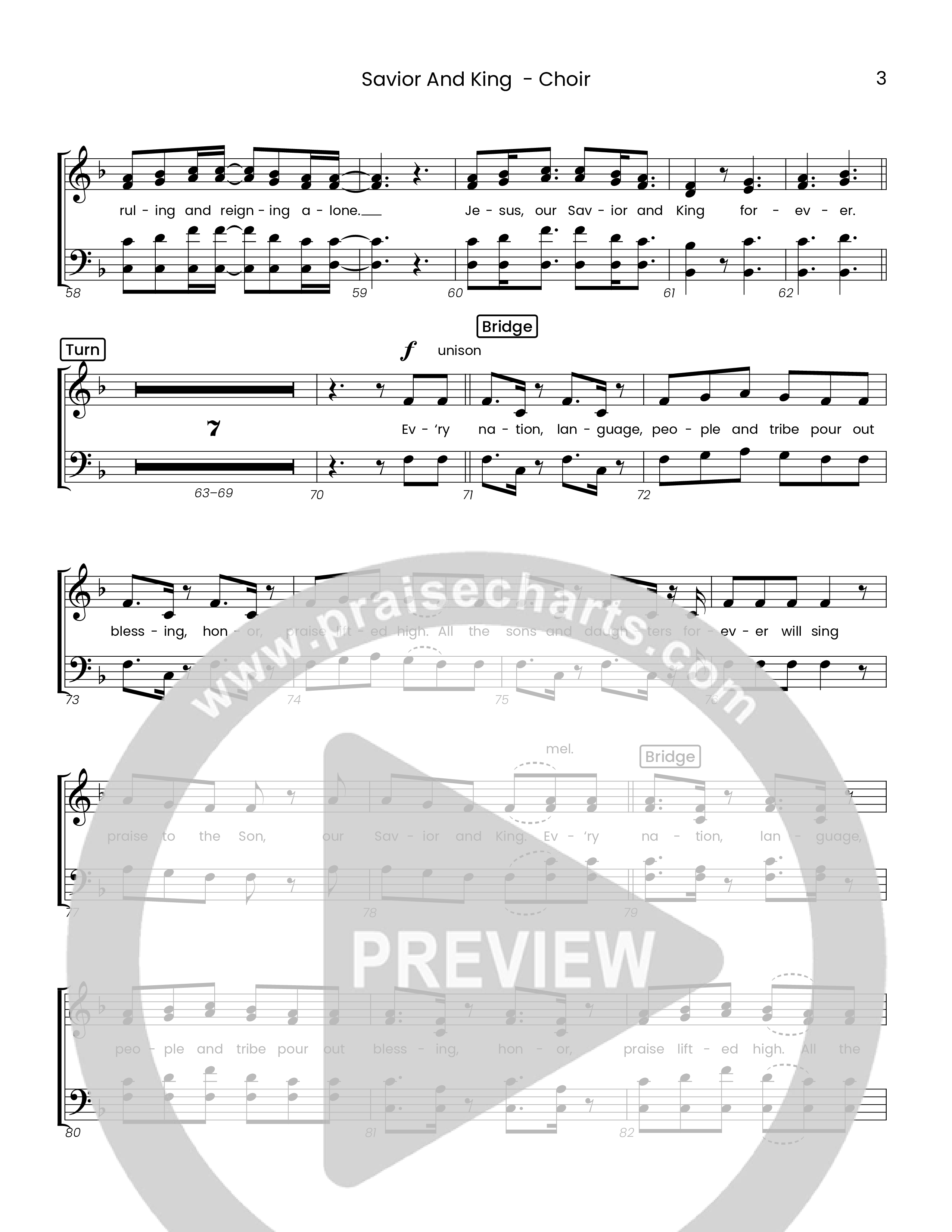 Savior And King (Choral Anthem SATB) Choir Sheet (Houston's First Worship)