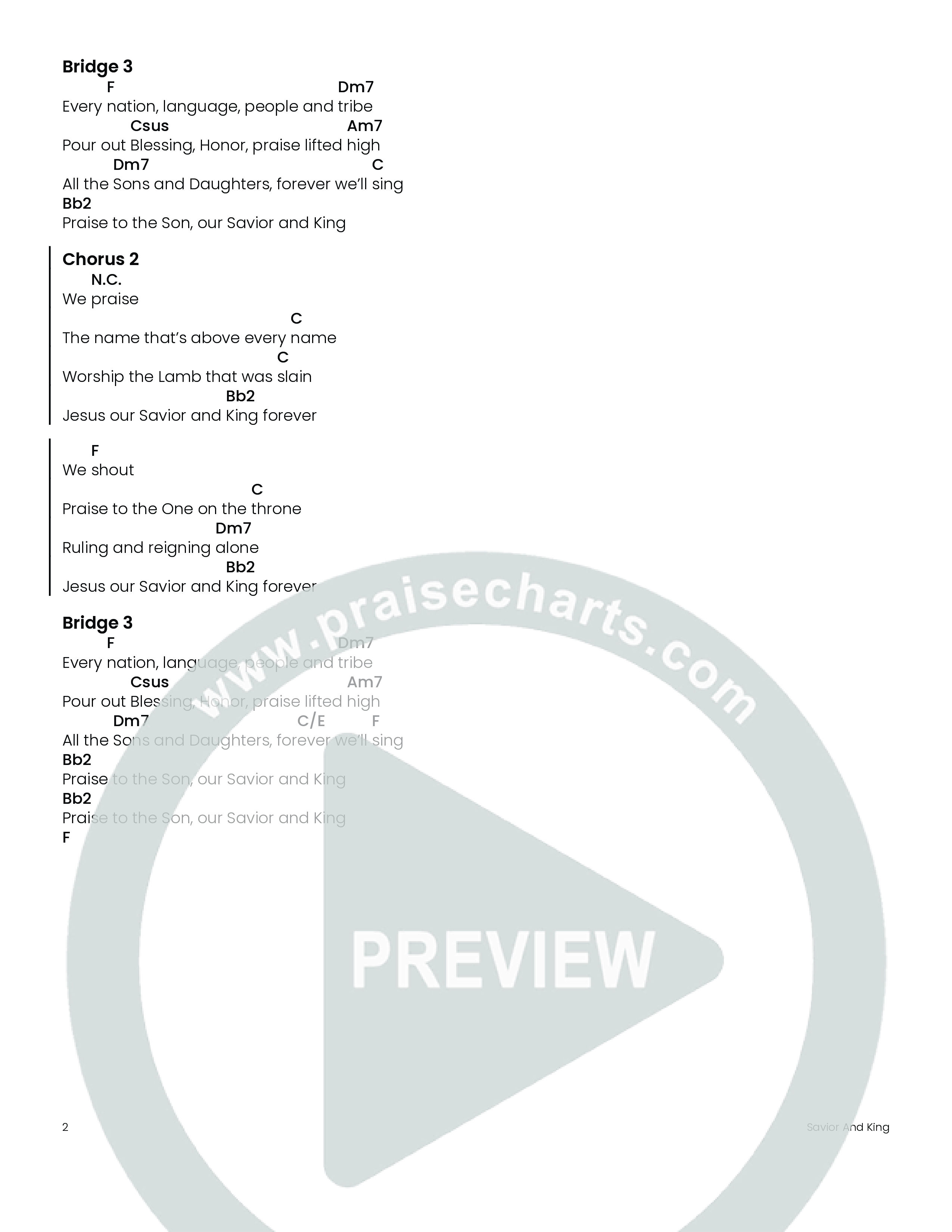 Savior And King (Choral Anthem SATB) Chord Chart (Houston's First Worship)