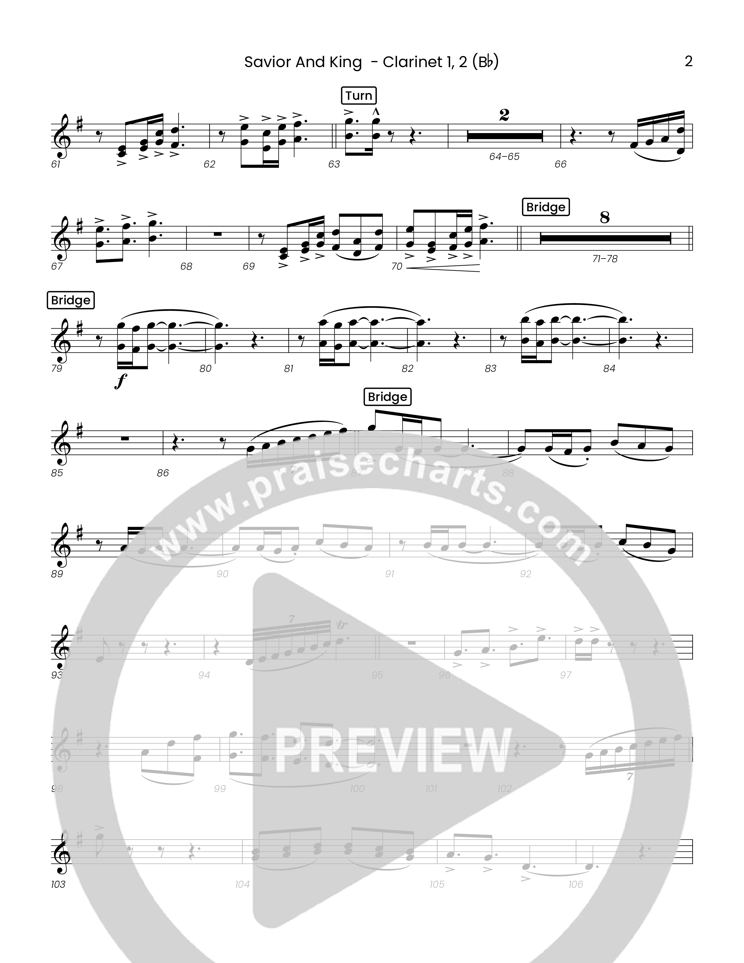 Savior And King (Choral Anthem SATB) Clarinet 1/2 (Houston's First Worship)
