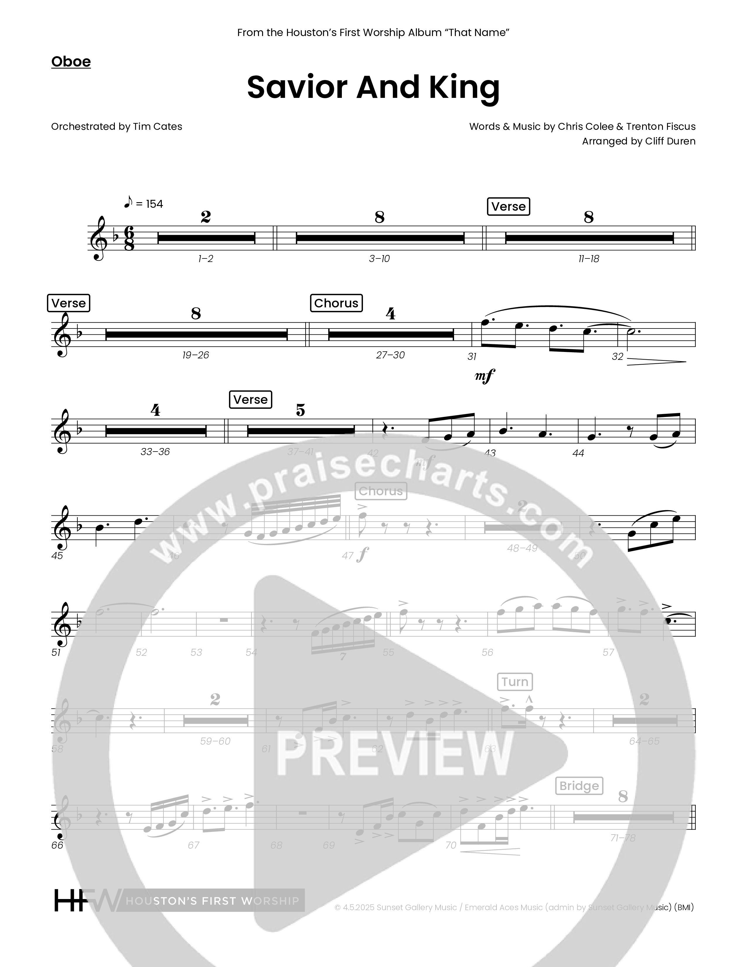 Savior And King (Choral Anthem SATB) Oboe (Houston's First Worship)