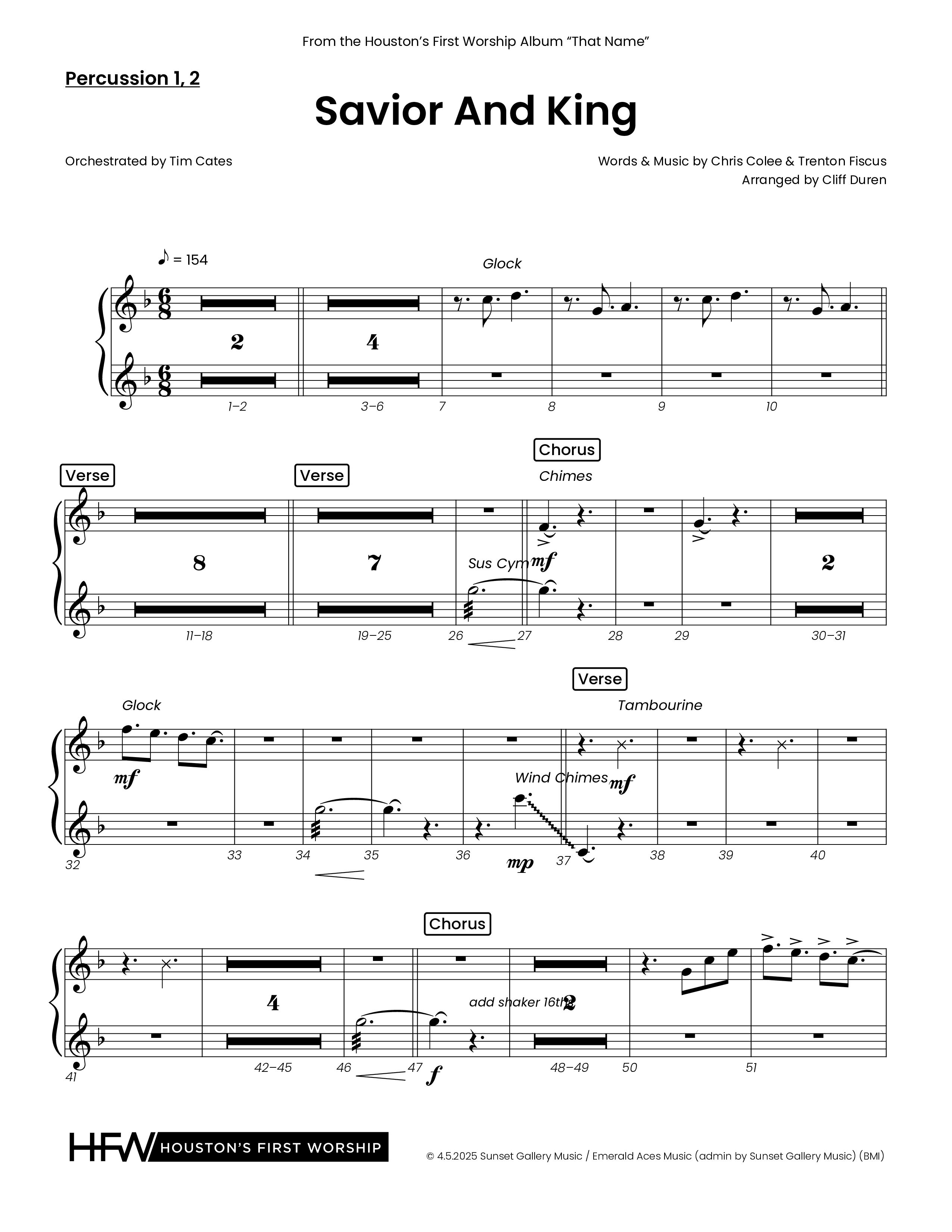 Savior And King (Choral Anthem SATB) Percussion (Houston's First Worship)