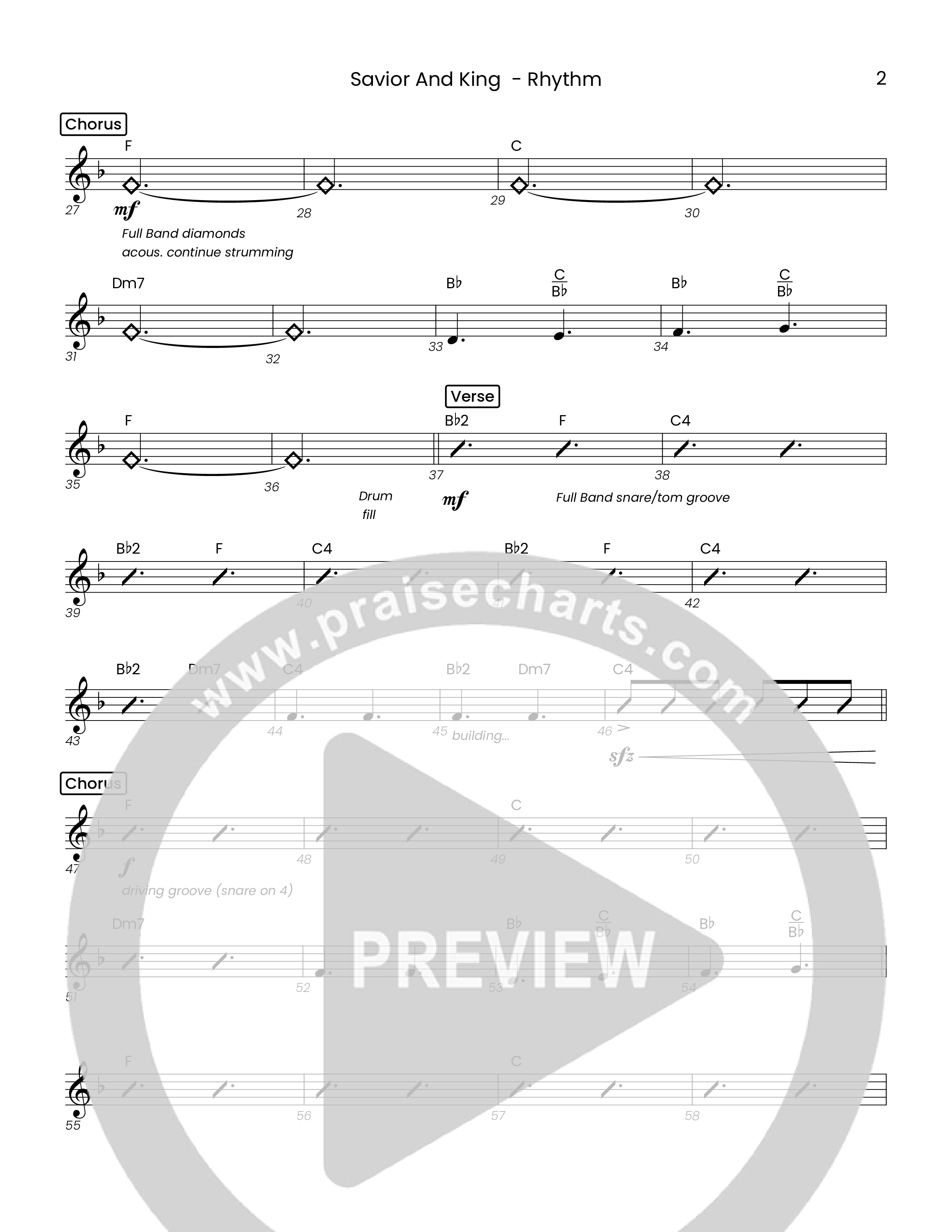 Savior And King (Choral Anthem SATB) Rhythm Chart (Houston's First Worship)