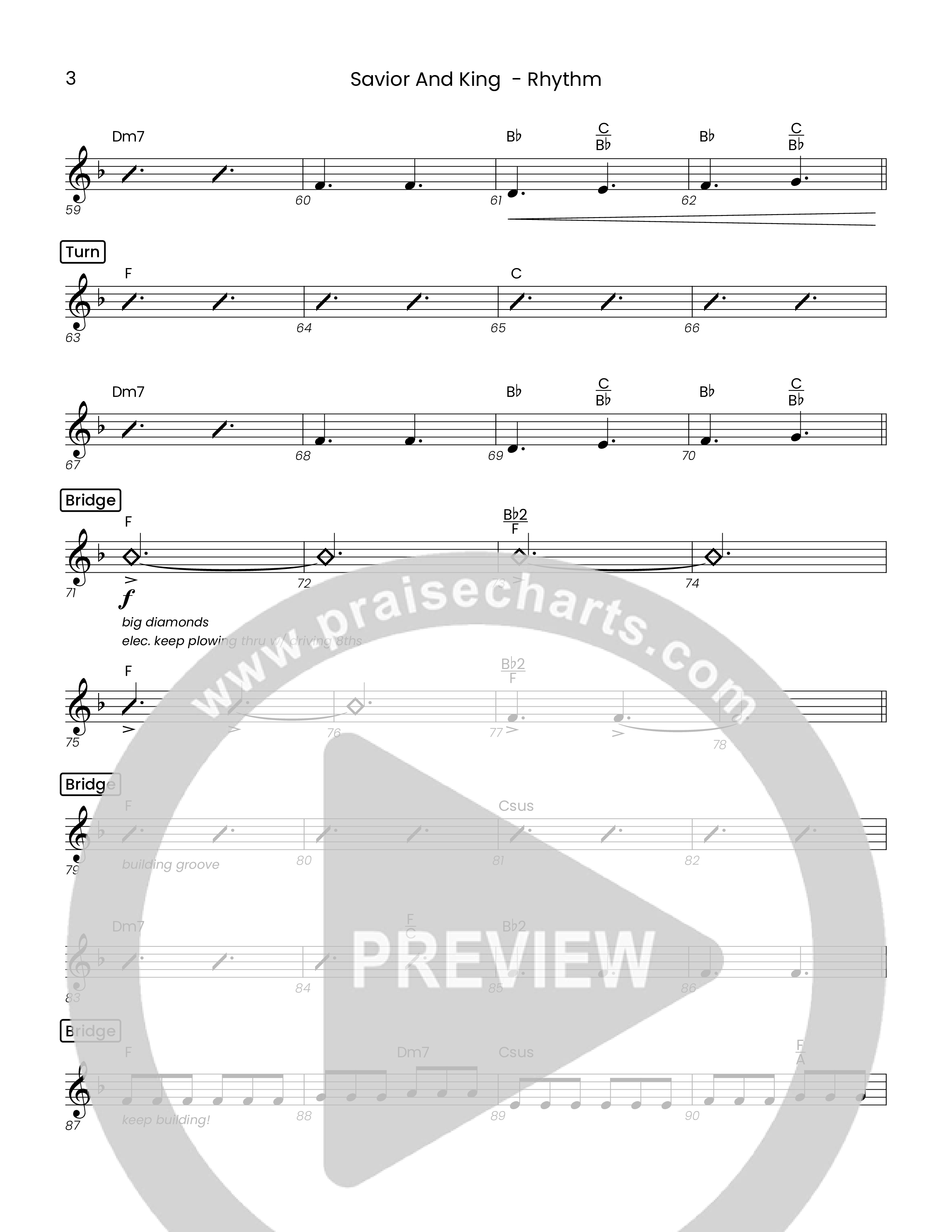 Savior And King (Choral Anthem SATB) Rhythm Chart (Houston's First Worship)