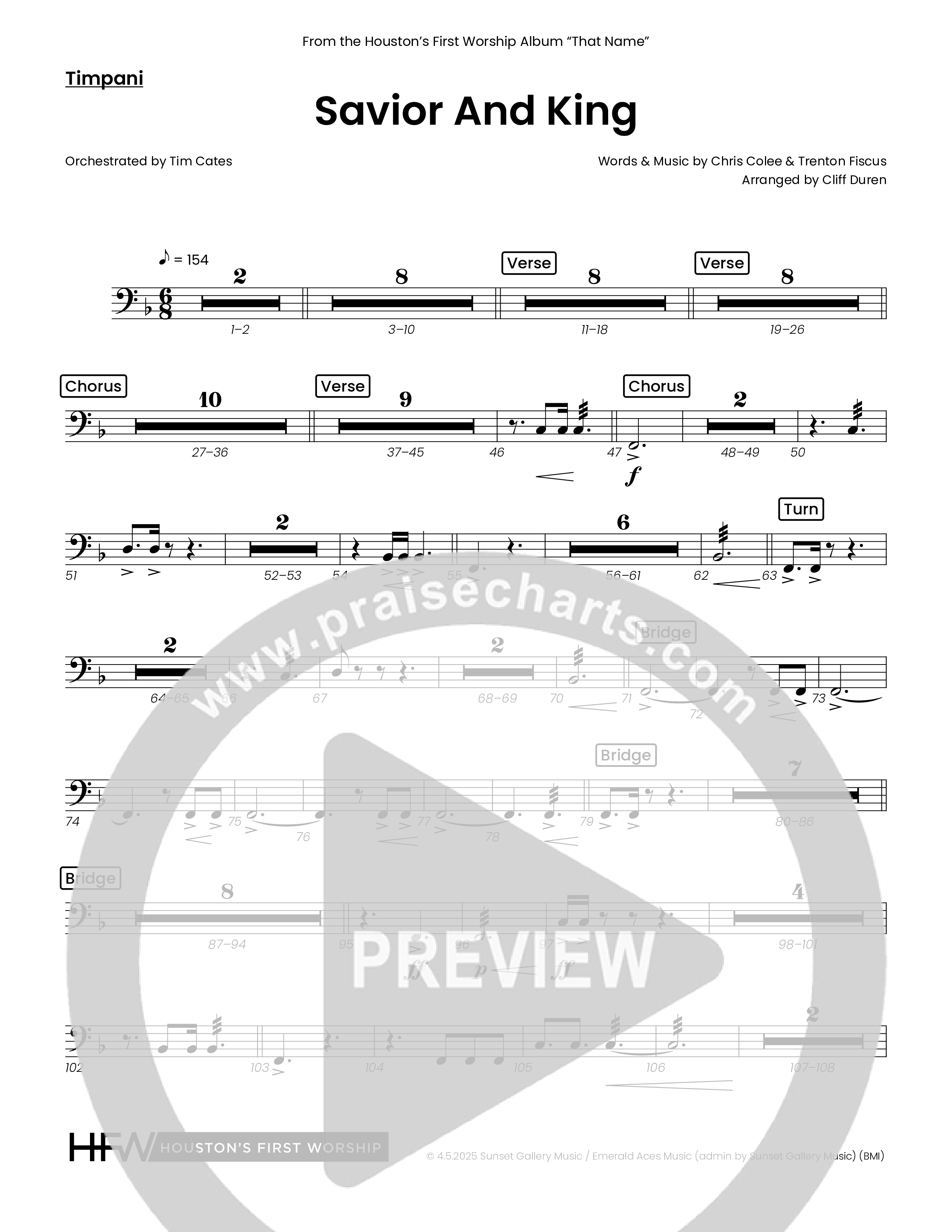 Savior And King (Choral Anthem SATB) Timpani (Houston's First Worship)