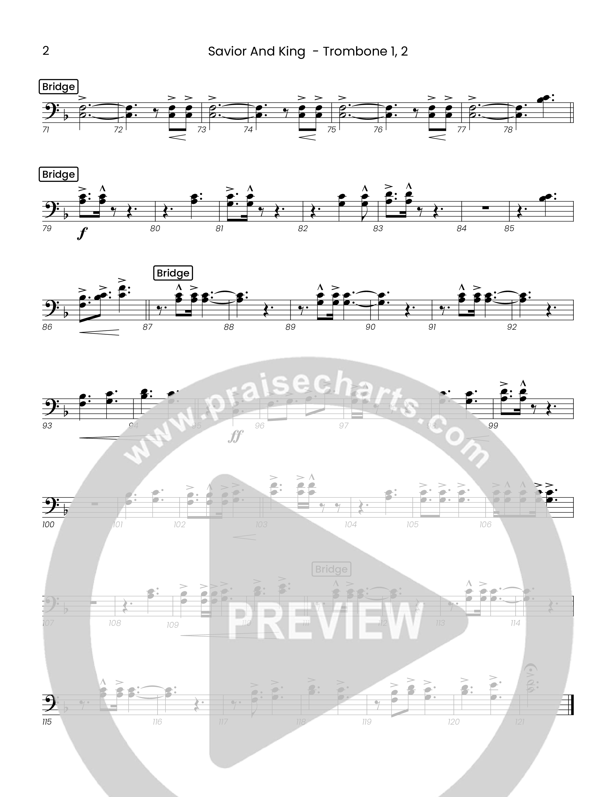 Savior And King (Choral Anthem SATB) Trombone 1/2 (Houston's First Worship)