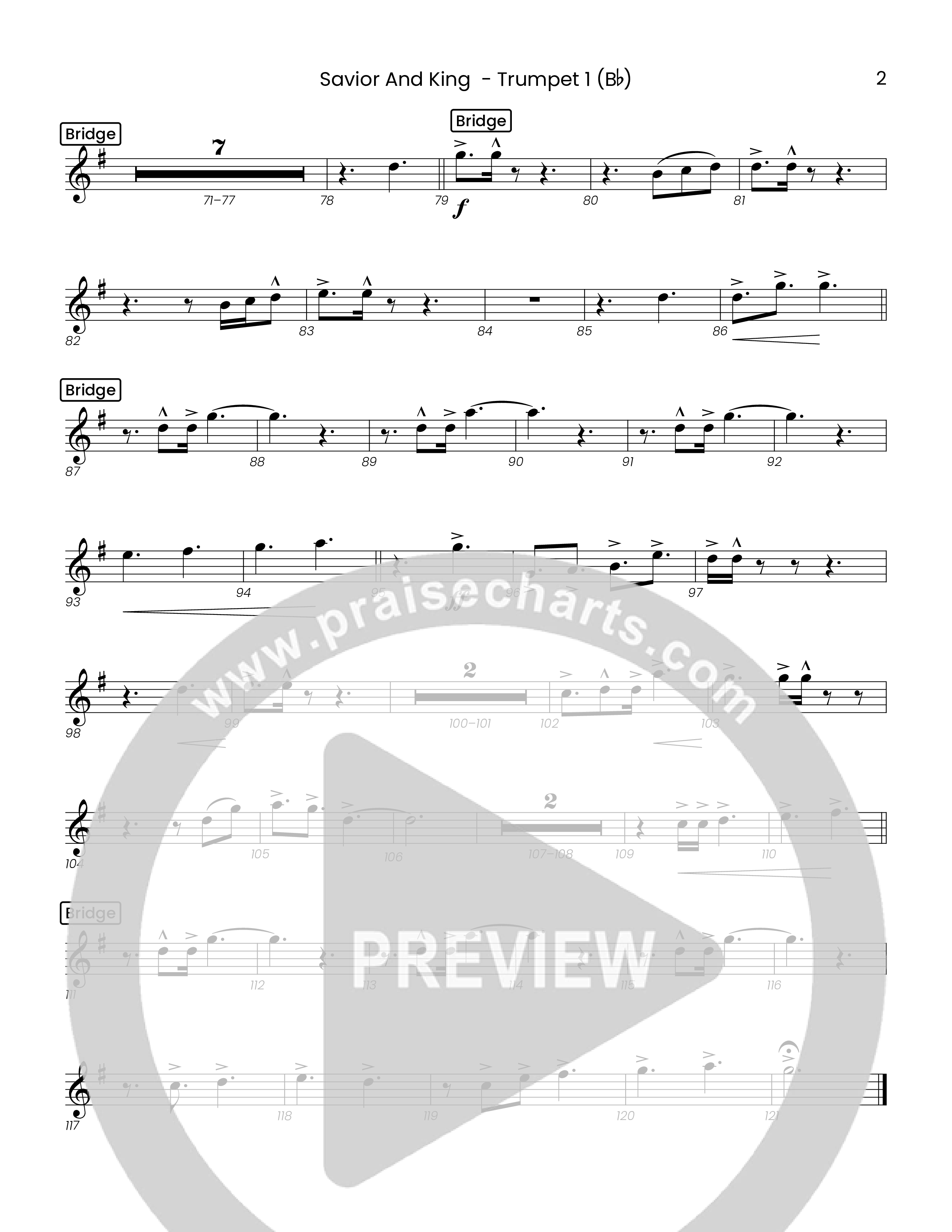 Savior And King (Choral Anthem SATB) Trumpet 1 (Houston's First Worship)