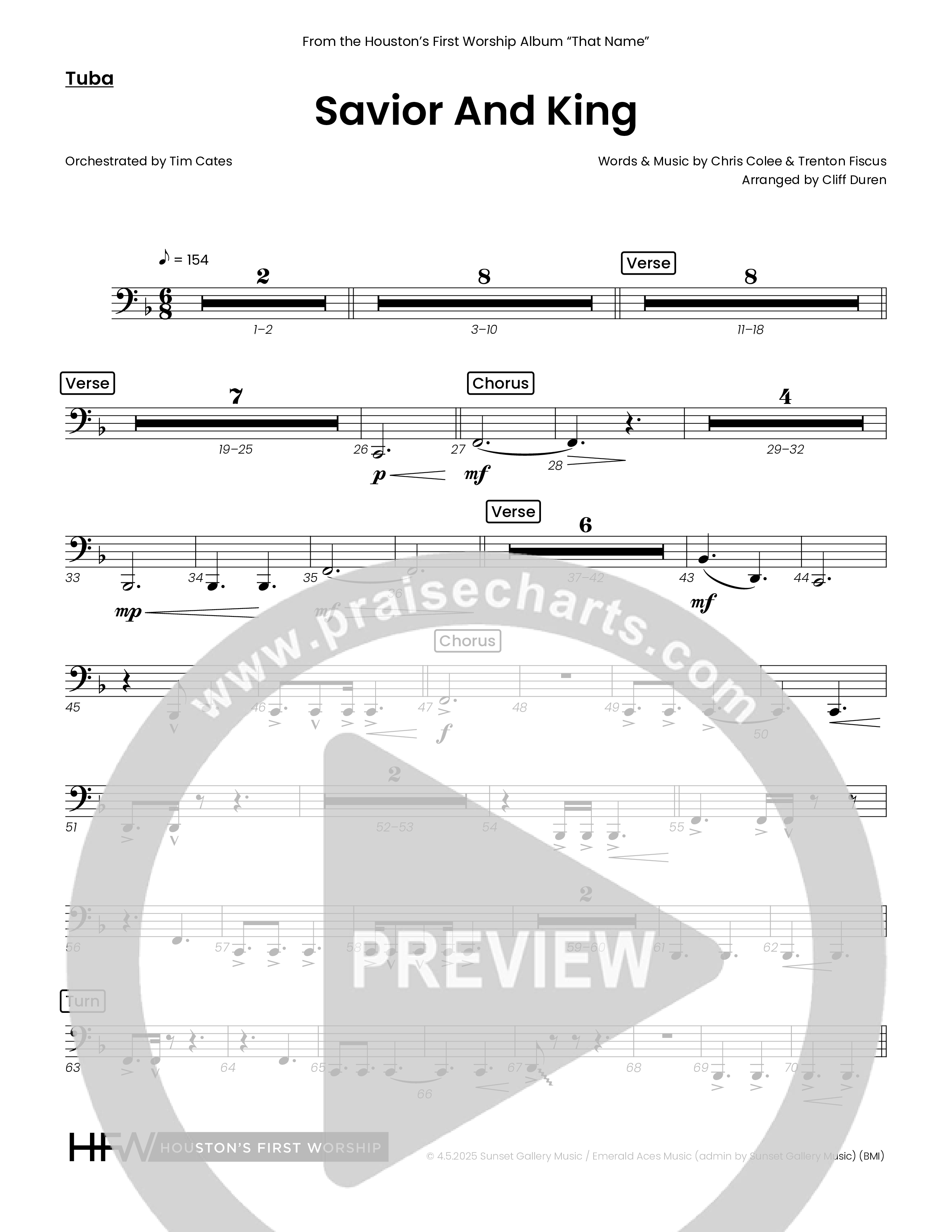 Savior And King (Choral Anthem SATB) Tuba (Houston's First Worship)