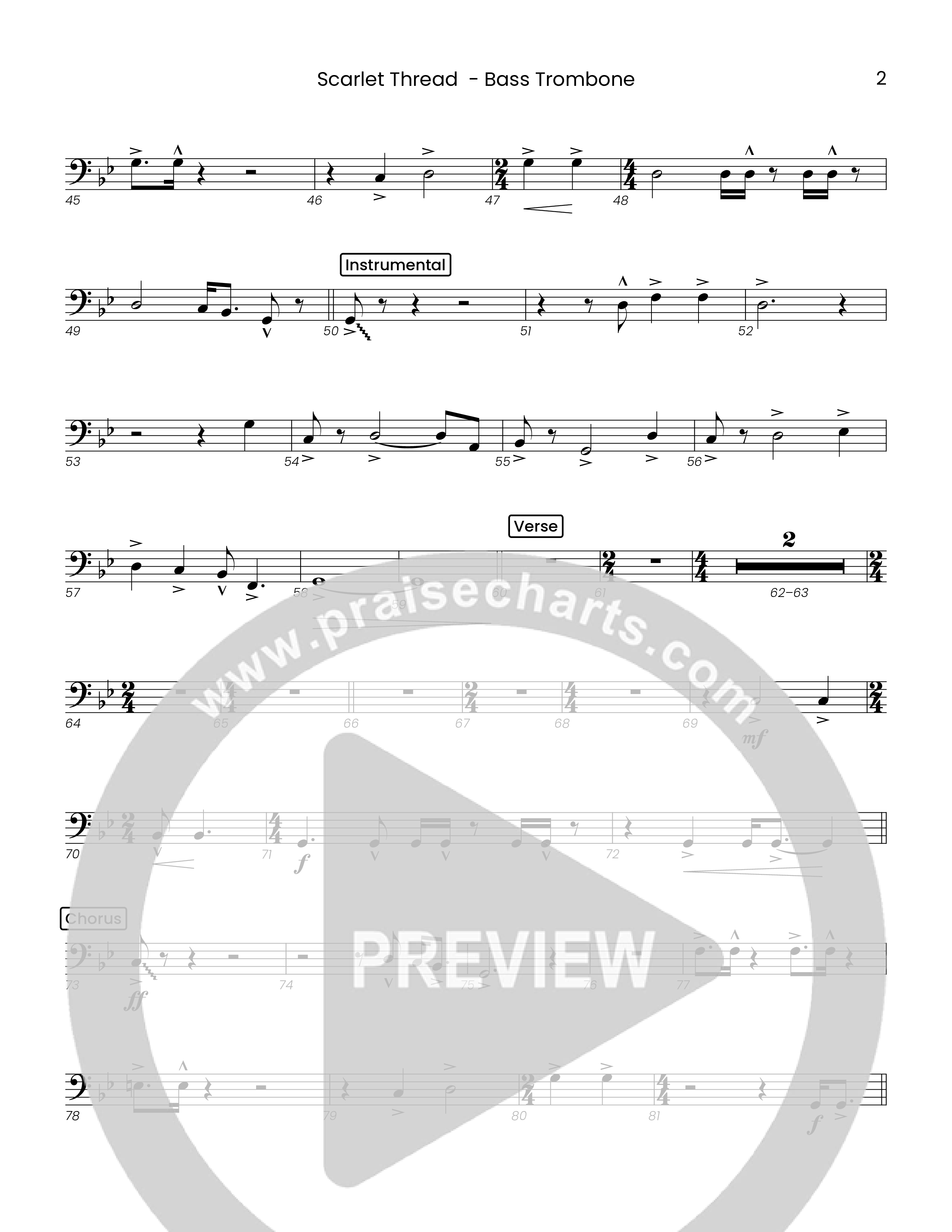 Scarlet Thread (Choral Anthem SATB) Bass Trombone (Houston's First Worship)