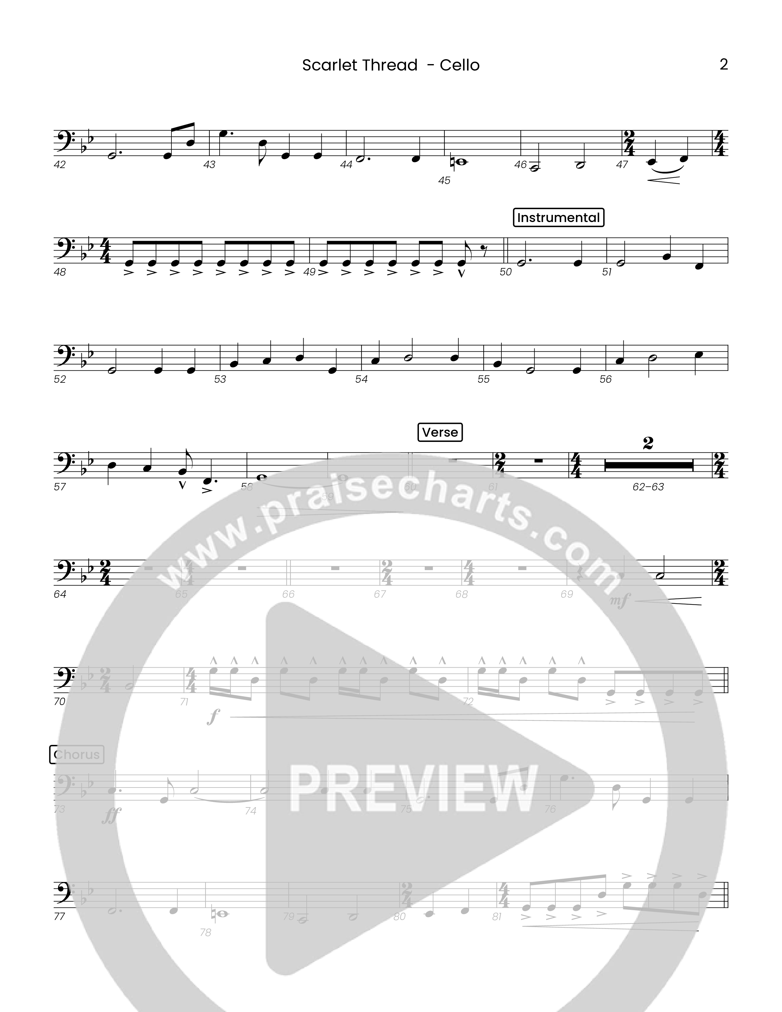 Scarlet Thread (Choral Anthem SATB) Cello (Houston's First Worship)