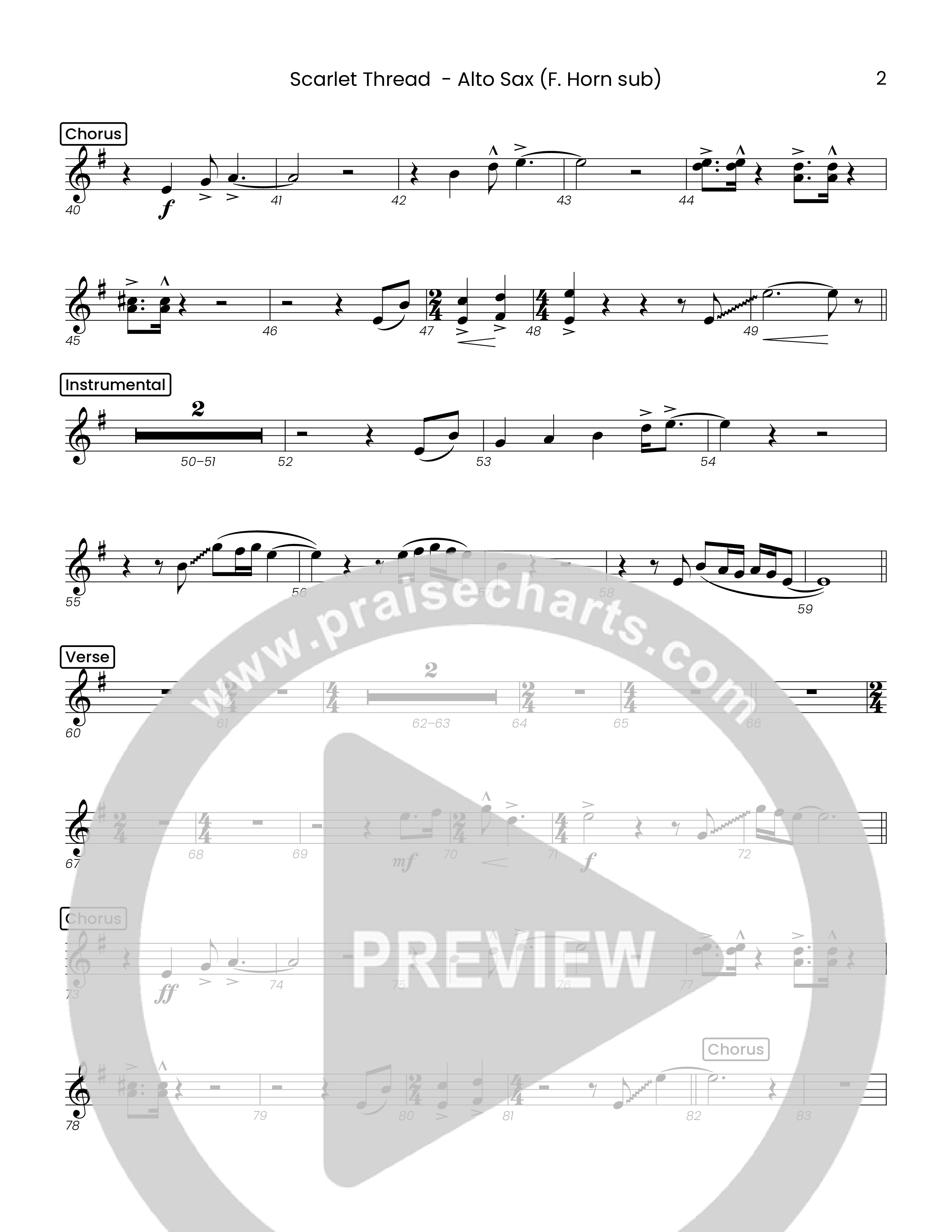 Scarlet Thread (Choral Anthem SATB) Alto Sax (Houston's First Worship)