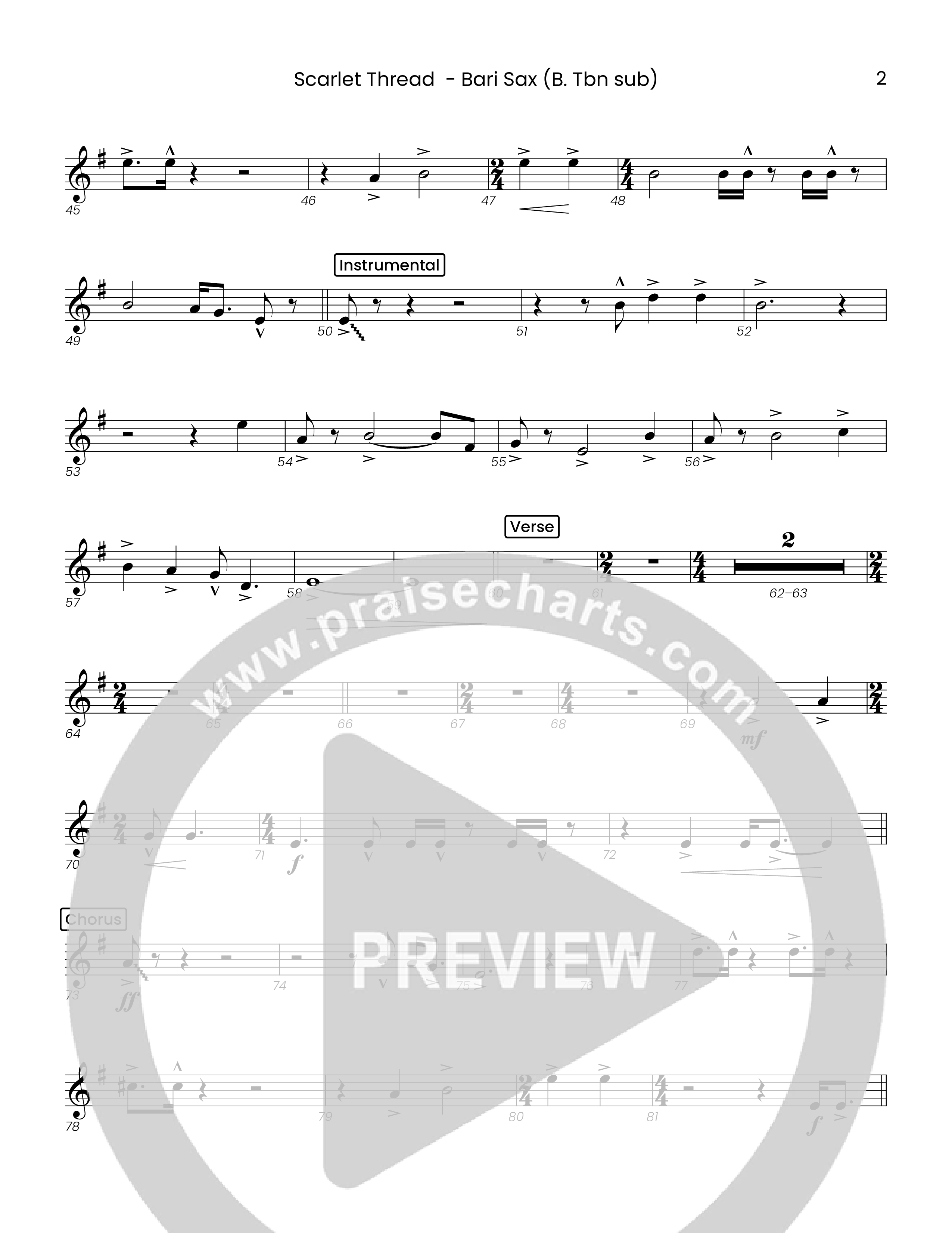 Scarlet Thread (Choral Anthem SATB) Bari Sax (Houston's First Worship)