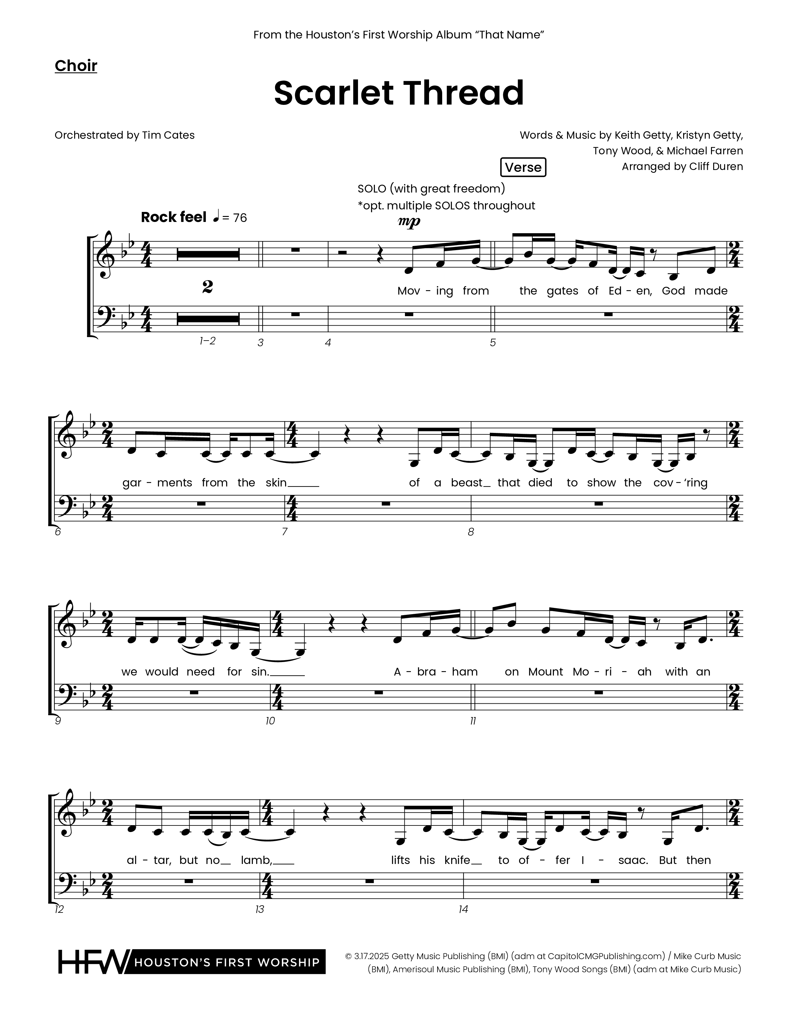 Scarlet Thread (Choral Anthem SATB) Choir Sheet (Houston's First Worship)
