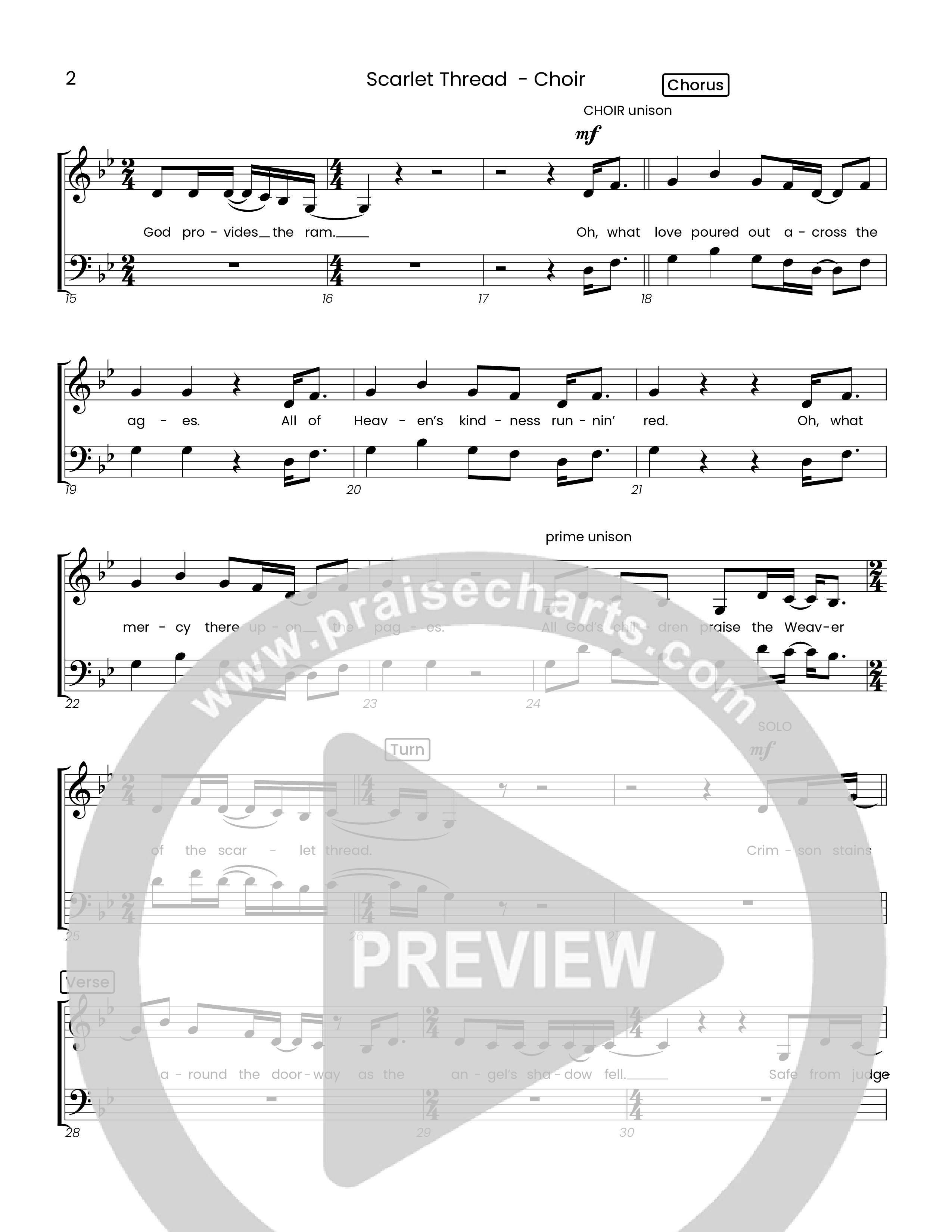 Scarlet Thread (Choral Anthem SATB) Choir Sheet (Houston's First Worship)