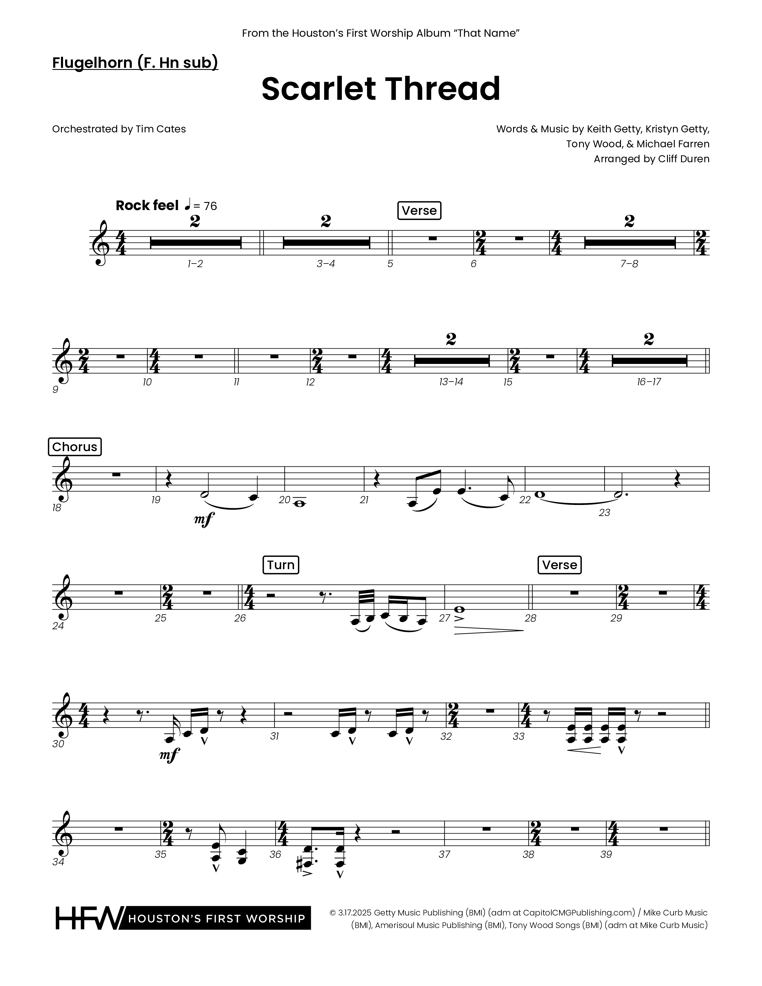 Scarlet Thread (Choral Anthem SATB) Flugelhorn (Houston's First Worship)
