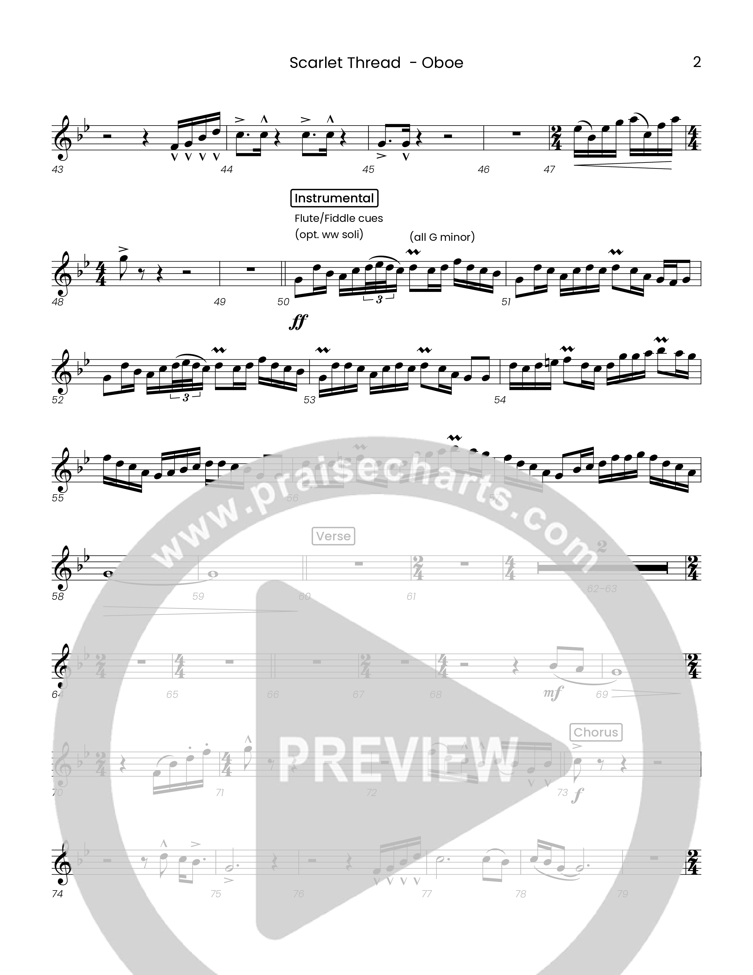 Scarlet Thread (Choral Anthem SATB) Oboe (Houston's First Worship)