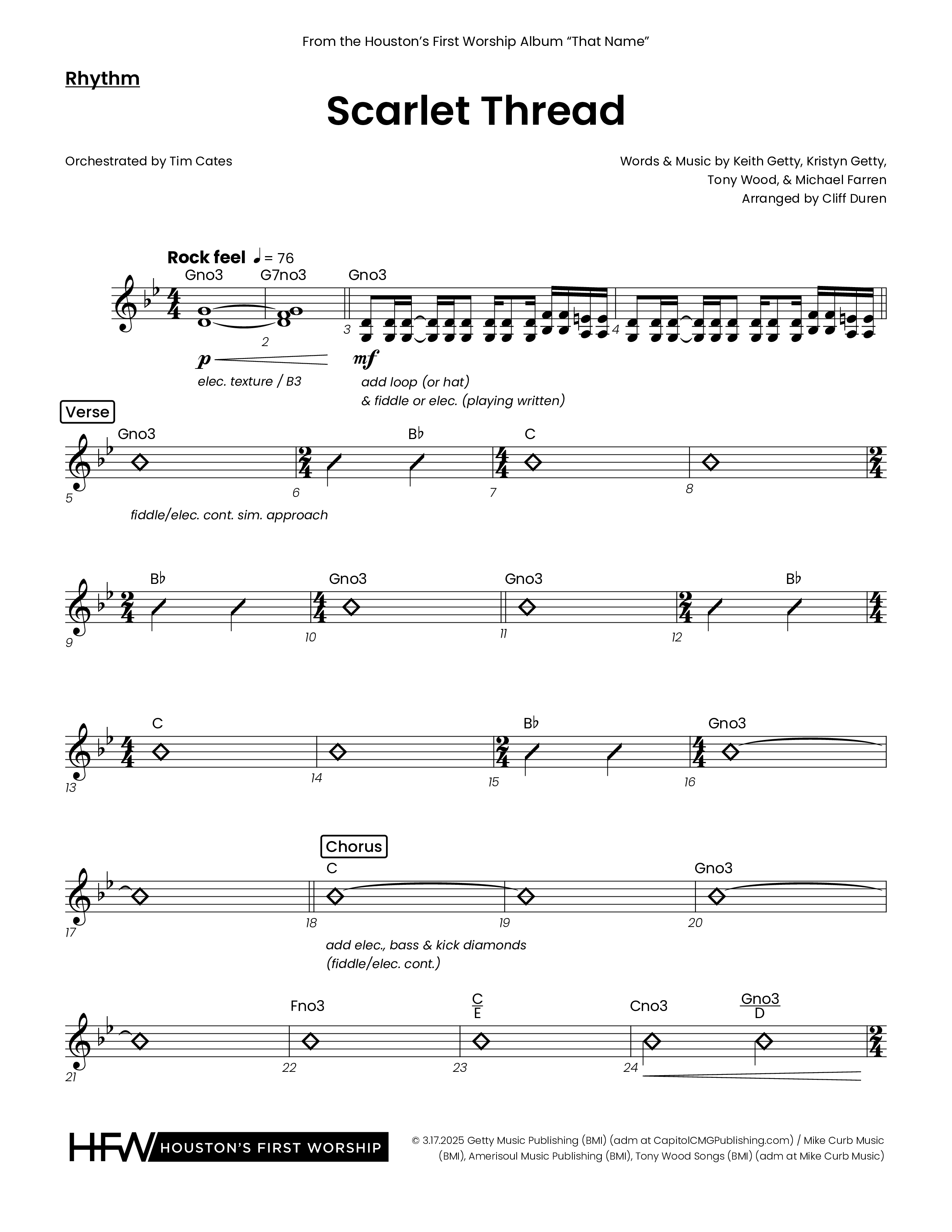 Scarlet Thread (Choral Anthem SATB) Rhythm Chart (Houston's First Worship)