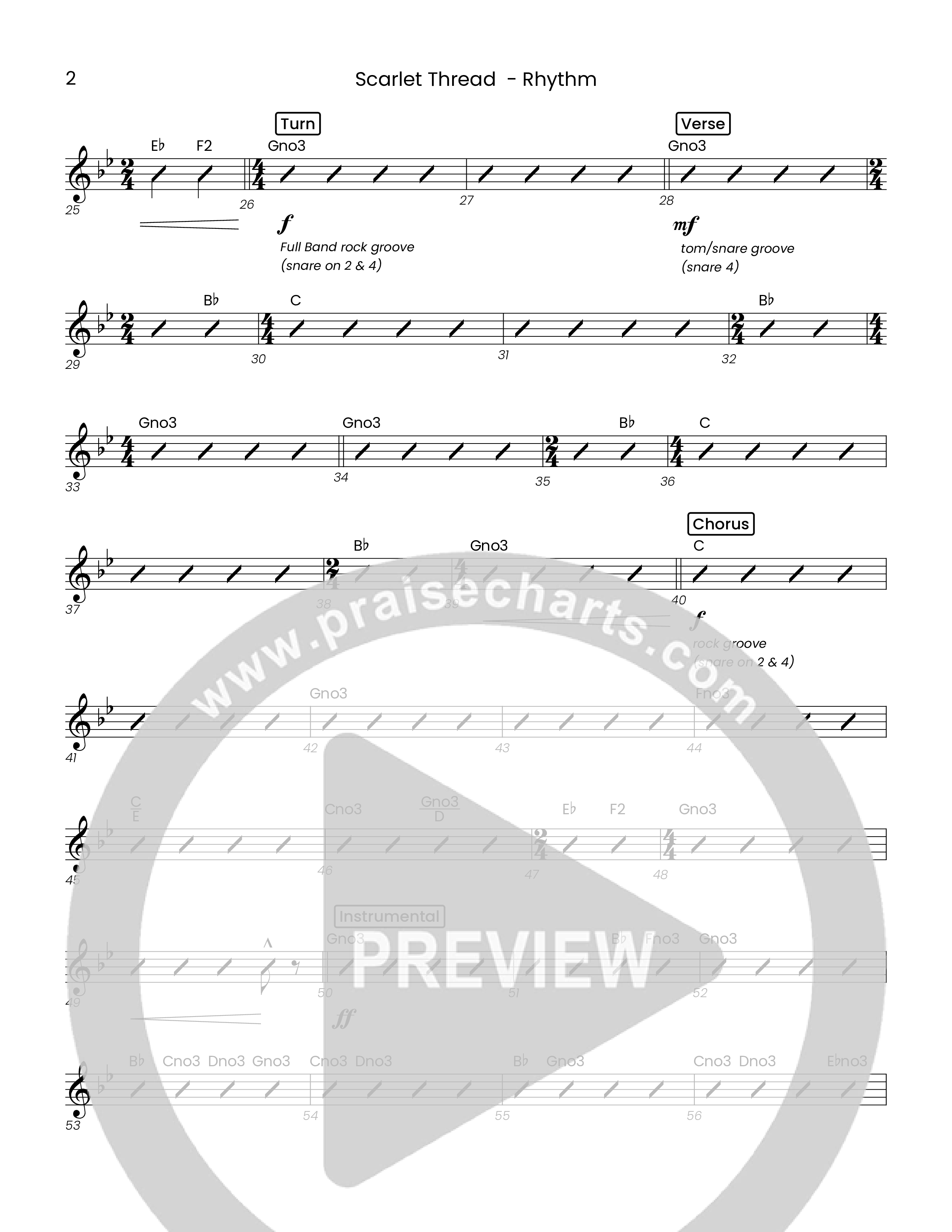 Scarlet Thread (Choral Anthem SATB) Rhythm Chart (Houston's First Worship)