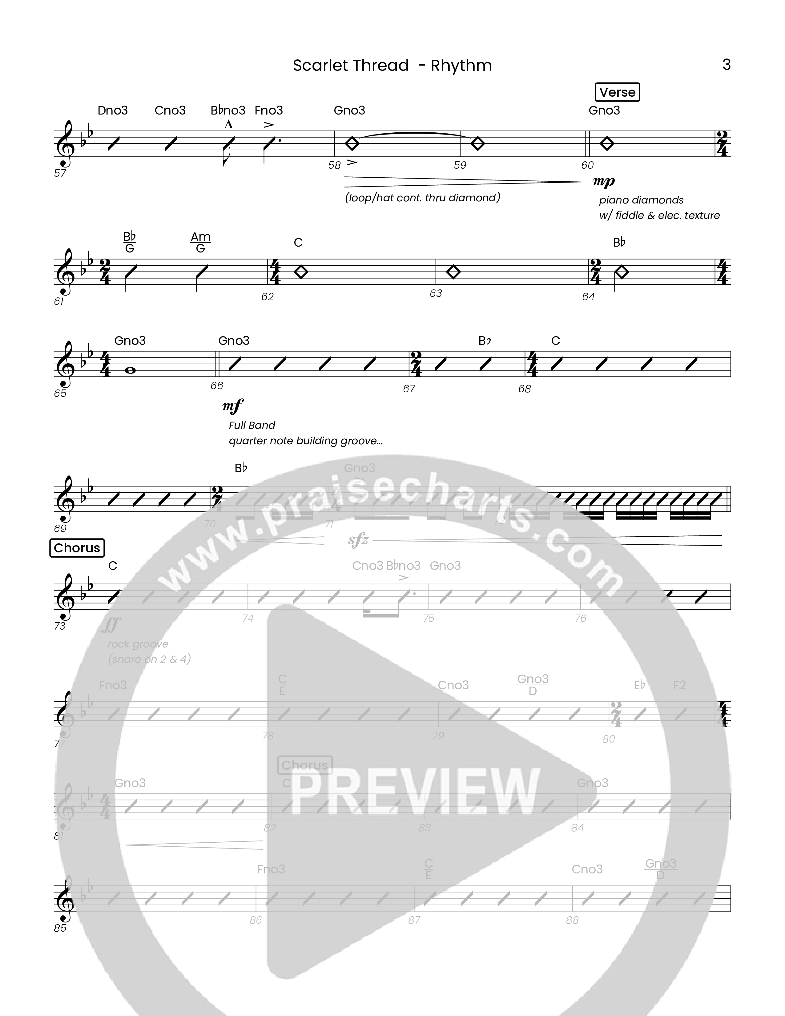 Scarlet Thread (Choral Anthem SATB) Rhythm Chart (Houston's First Worship)