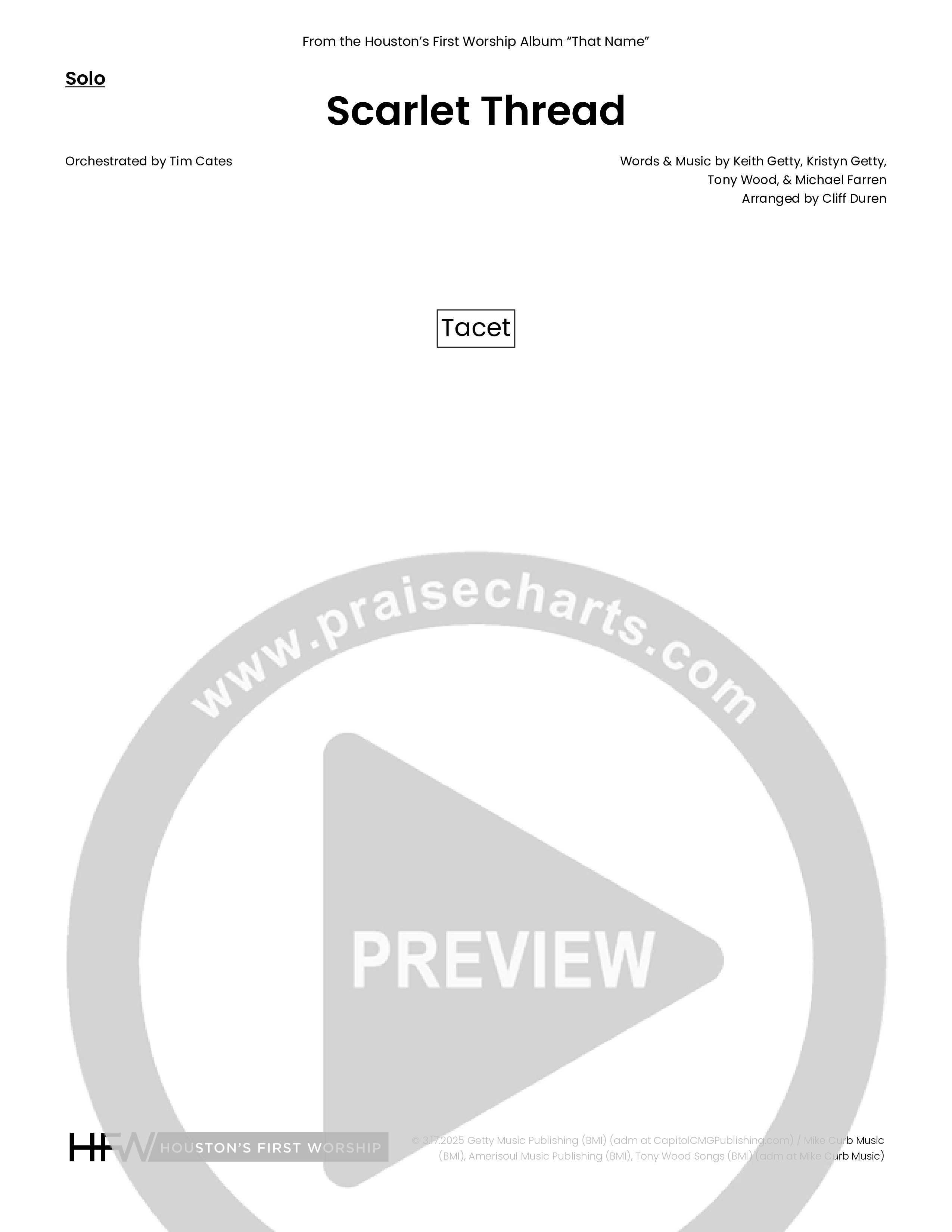 Scarlet Thread (Choral Anthem SATB) Solo Line (Houston's First Worship)