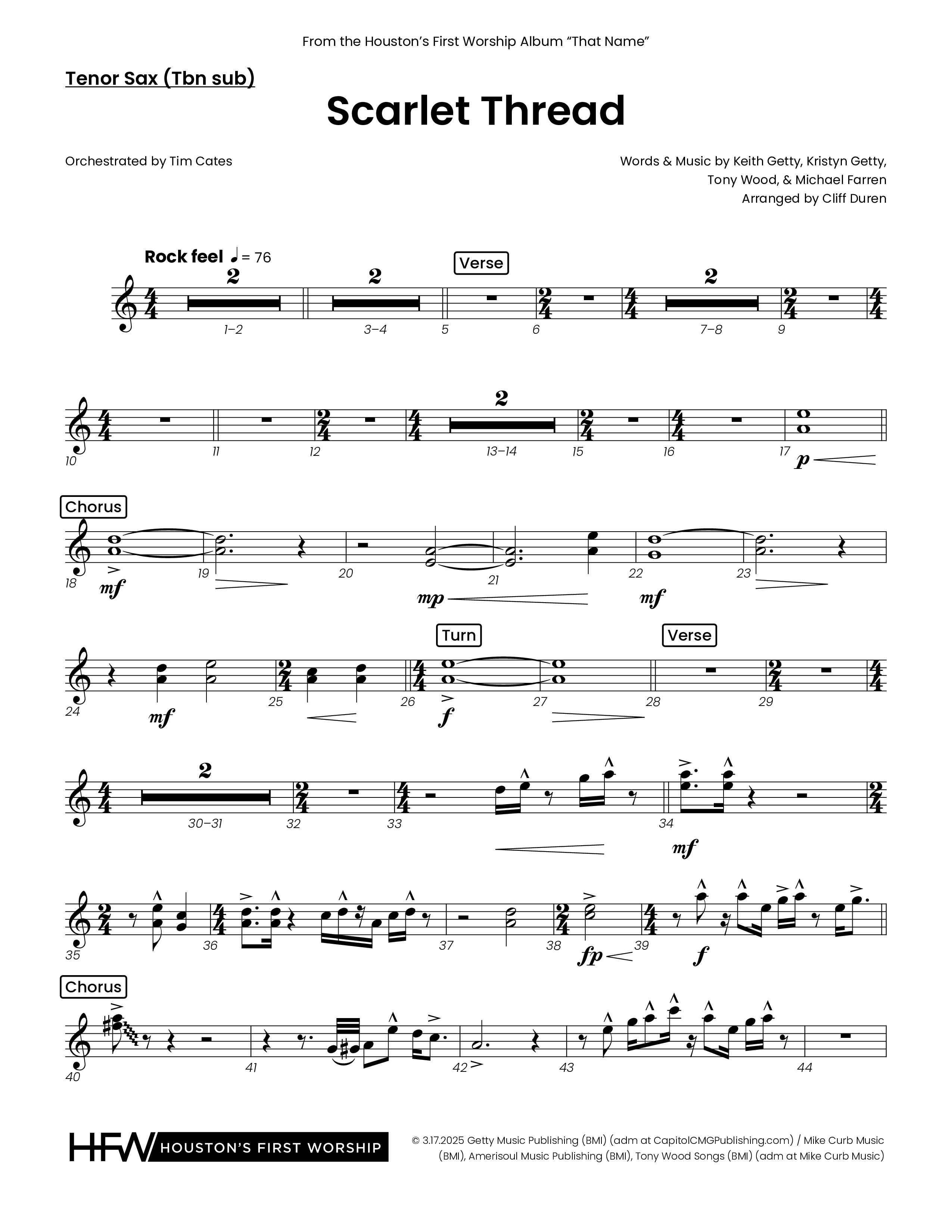 Scarlet Thread (Choral Anthem SATB) Tenor Sax/Baritone T.C. (Houston's First Worship)