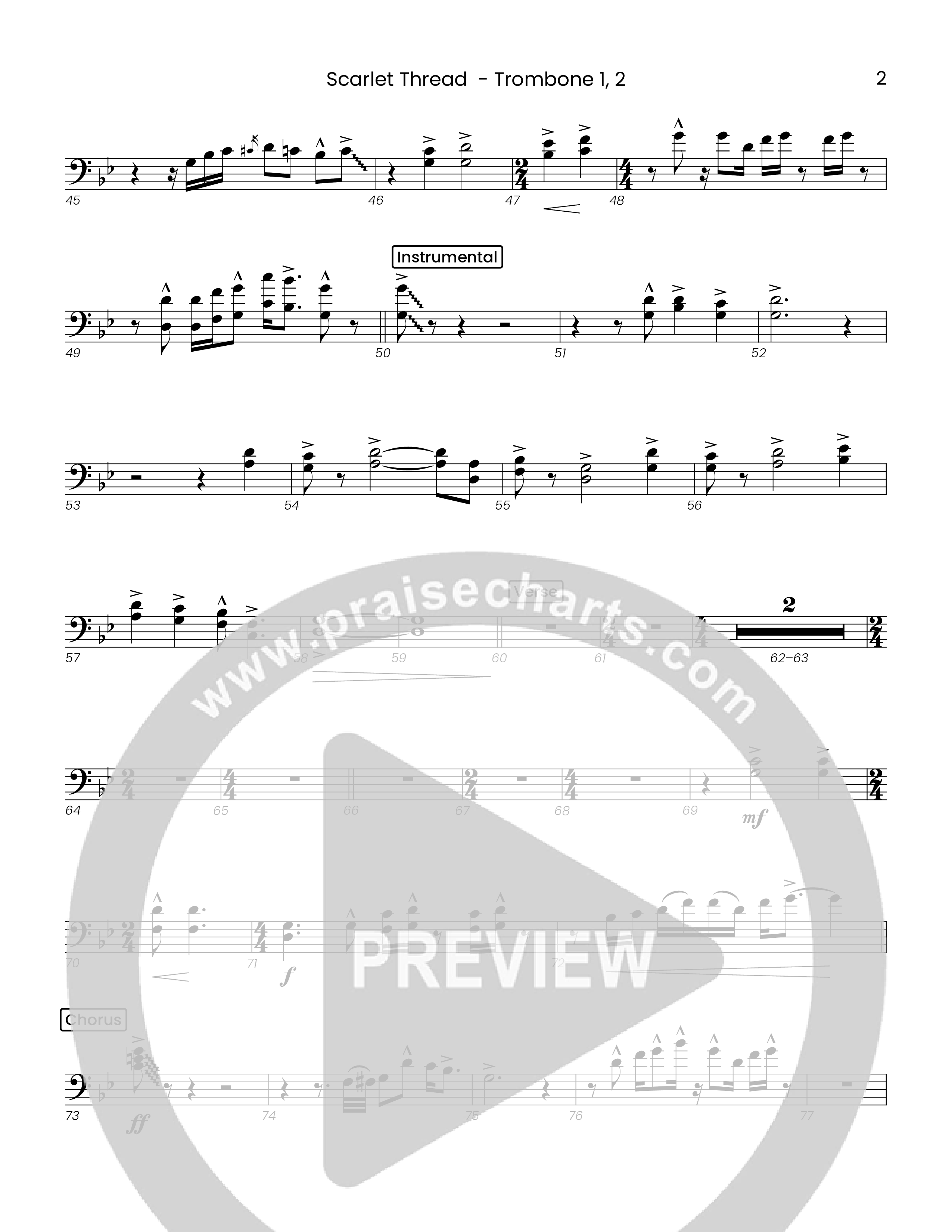 Scarlet Thread (Choral Anthem SATB) Trombone 1/2 (Houston's First Worship)